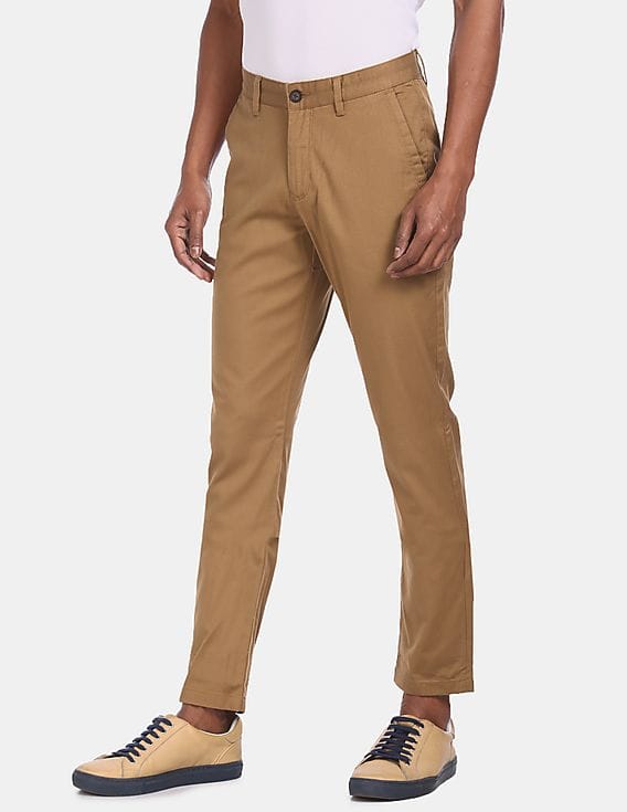 Buy Arvind Men Light Brown Mid Rise 