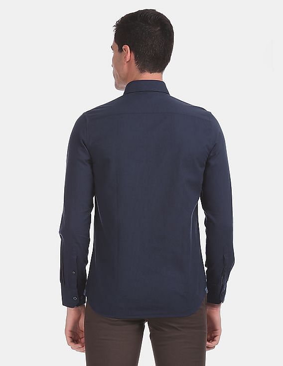 Arrow Sports Chest Stripe Button Down Collar Cotton Casual Shirt