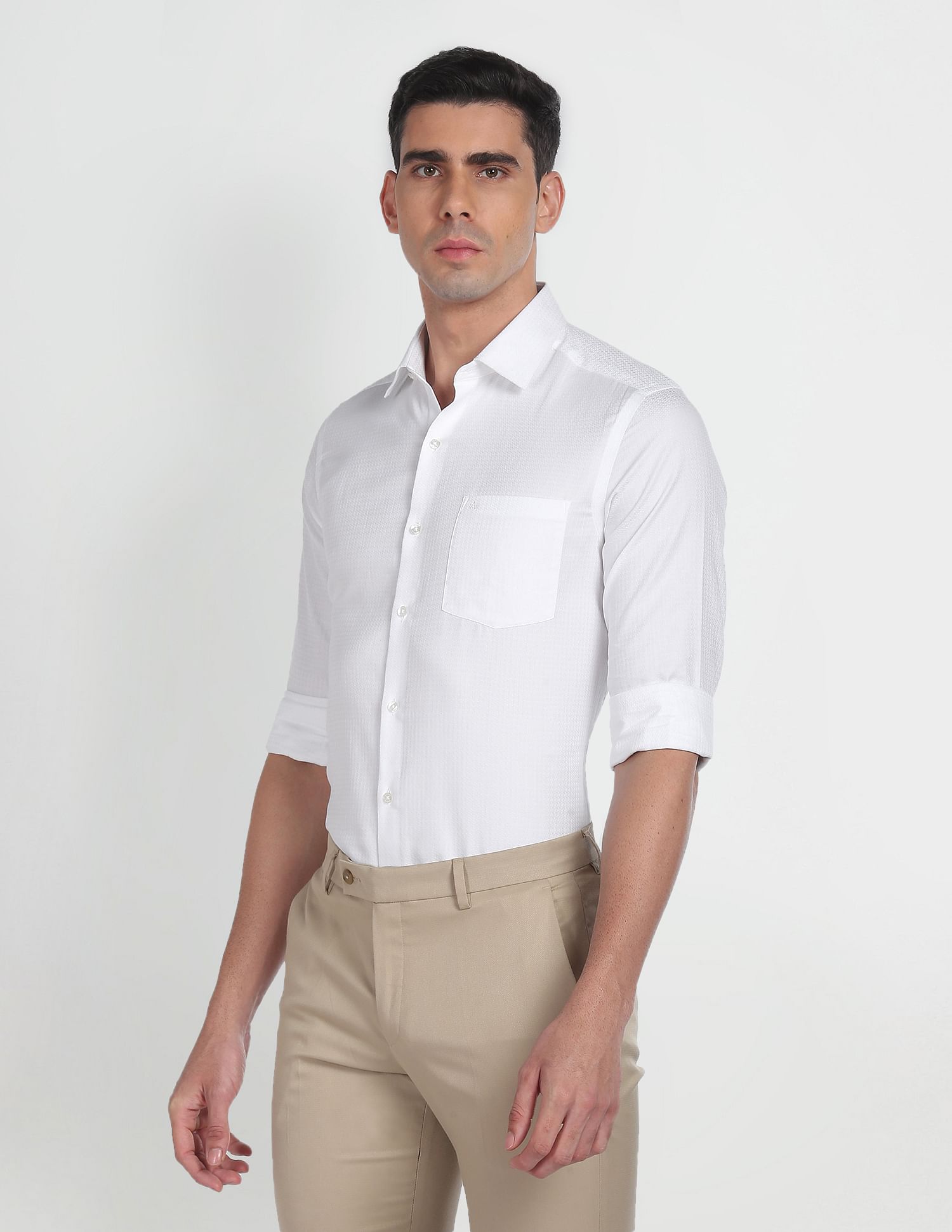 Arrow Self Design Manhattan Slim Fit Shirt
