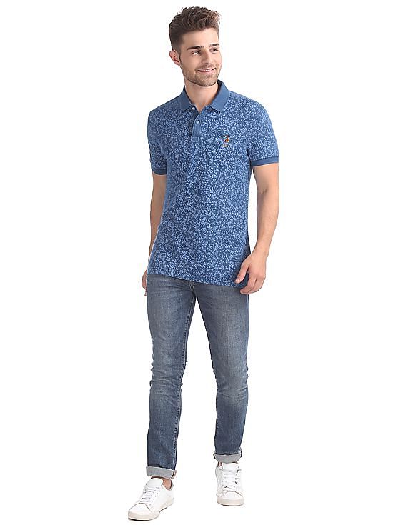 U.S. Polo Assn. Denim Co. Printed Muscle Fit Polo Shirt