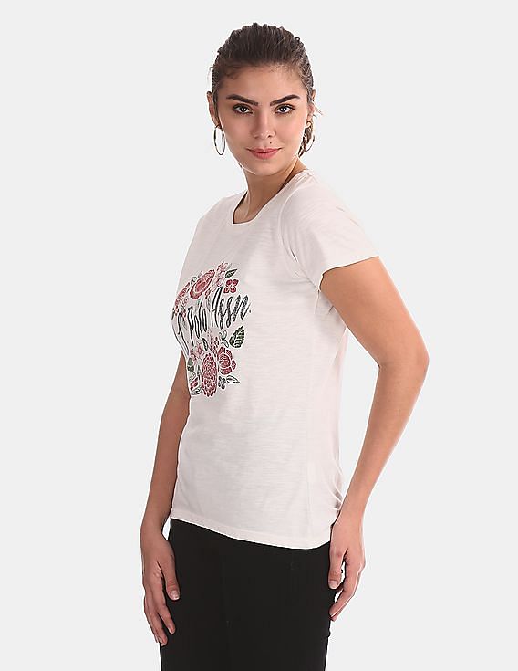 U.S. Polo Assn. Women Brand Print Cotton T-Shirt