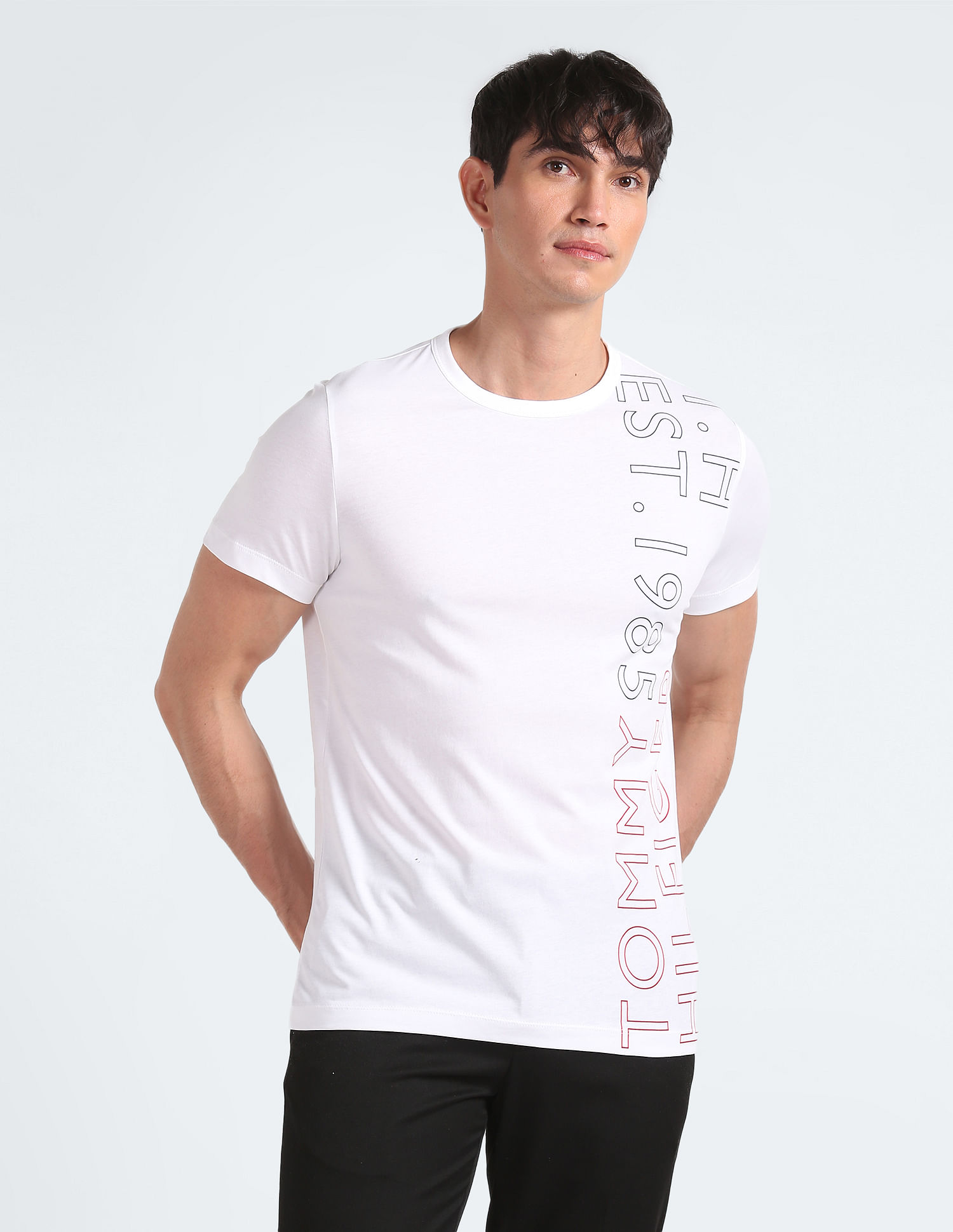 Tommy Hilfiger Organic Cotton Placement Typographic Print T-Shirt