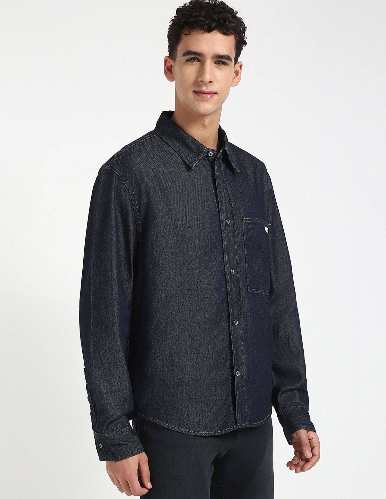 Calvin Klein Jeans Solid Regular-Fit Denim Shirt