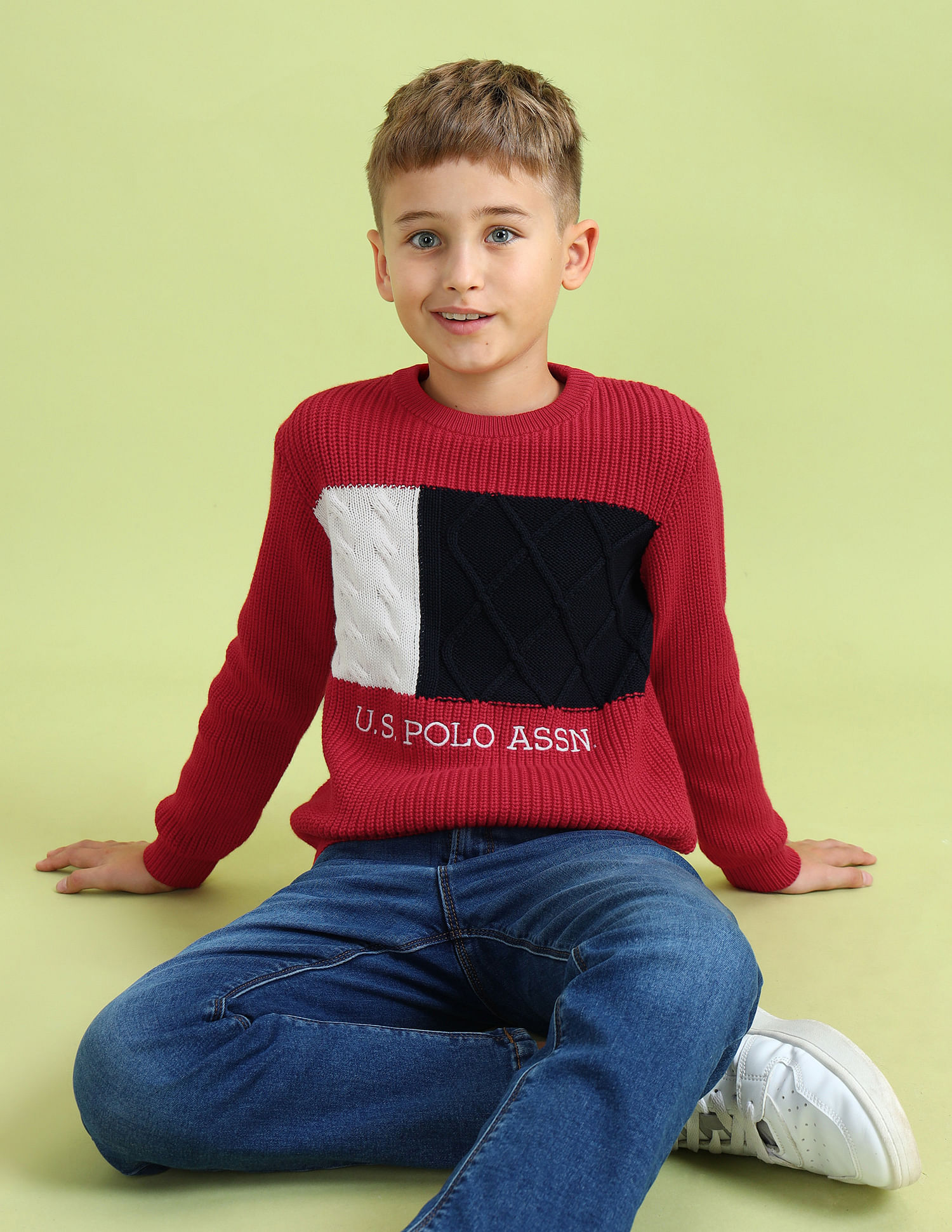 U.S. Polo Assn. Kids Boys Printed Regular Fit Sweater