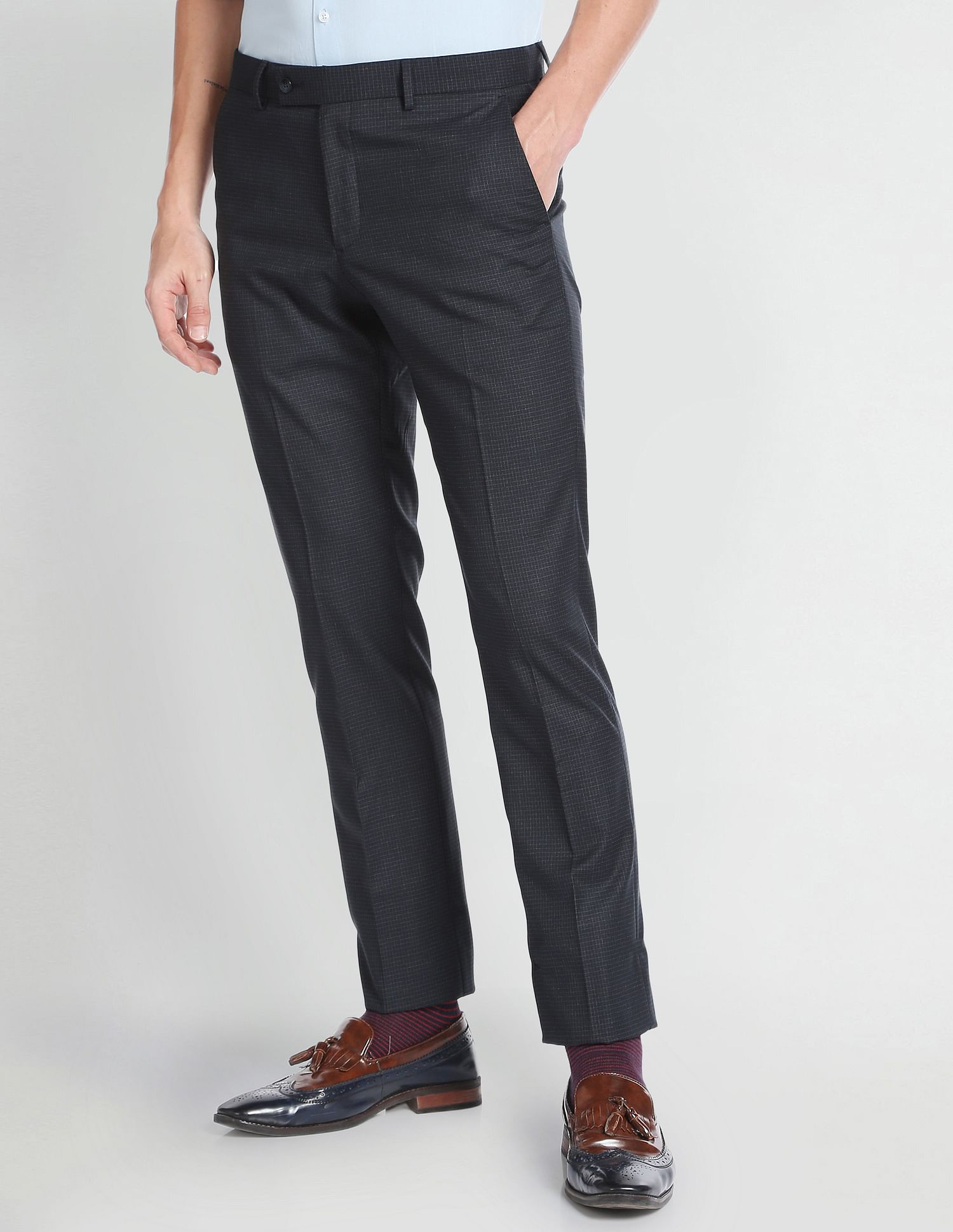 Arrow Micro Check Dobby Formal Trousers