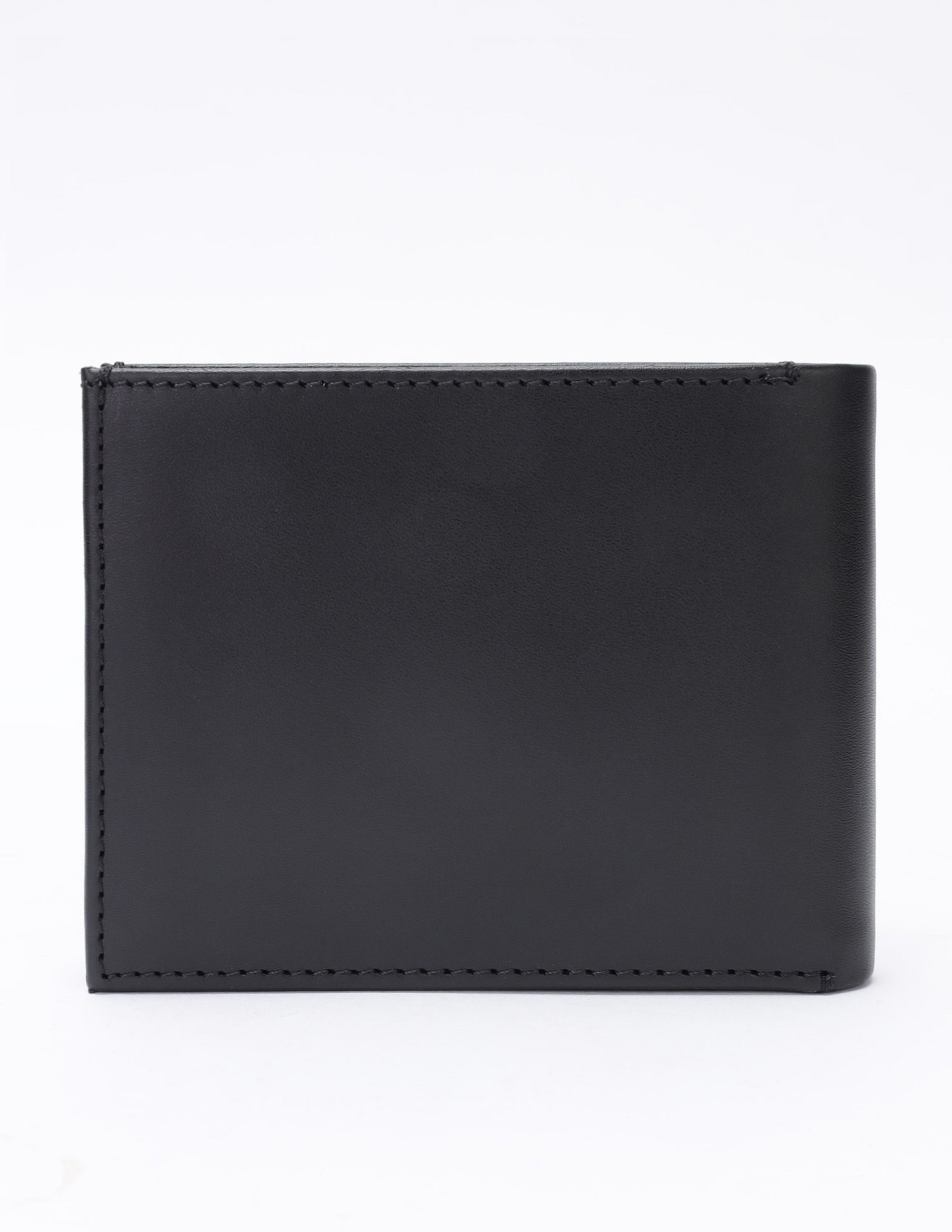 Calvin Klein Solid Black Leather Bi-Fold Wallet