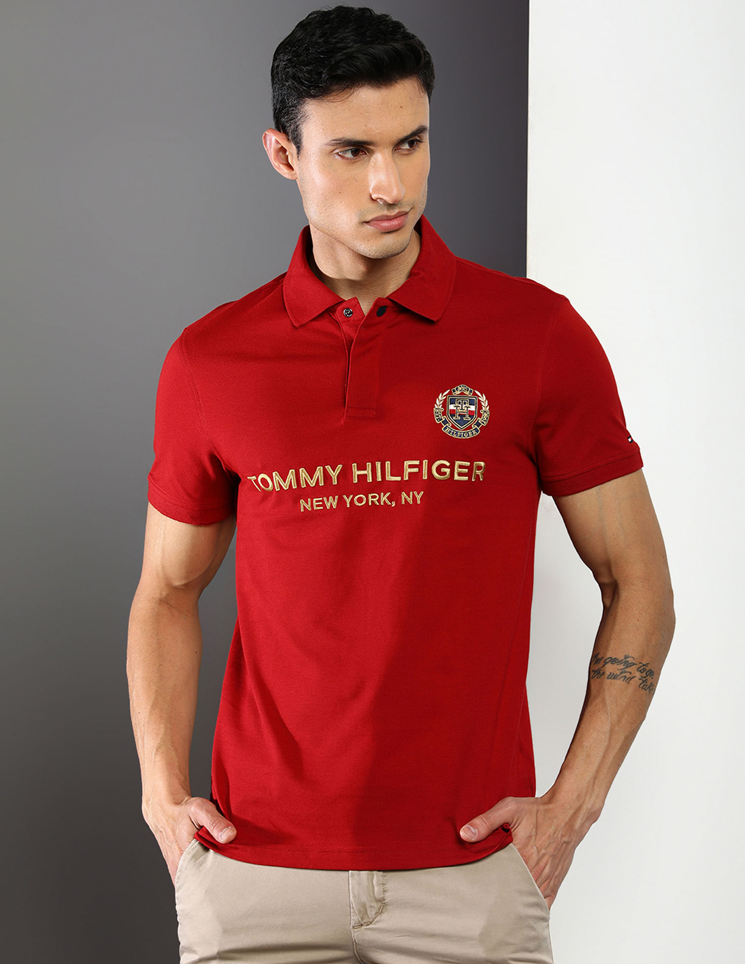 Shirt Crest Tommy Fit Buy Slim Logo Hilfiger Polo