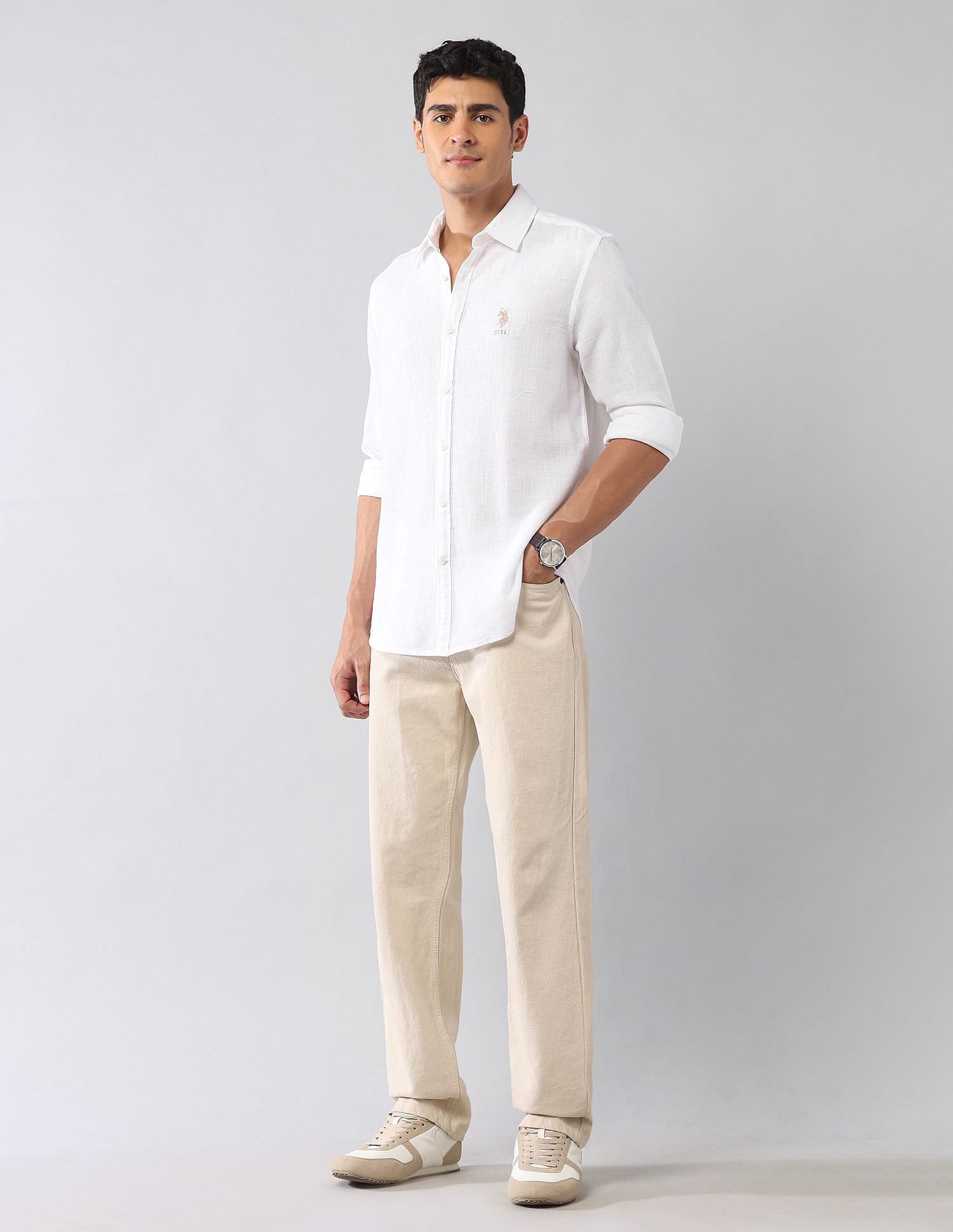 U.S. Polo Assn. Denim Co. Textured Dobby Regular Fit Shirt