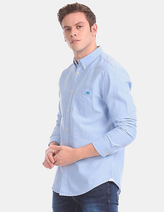 Aeropostale Blue Button Down Collar Oxford Casual Shirt
