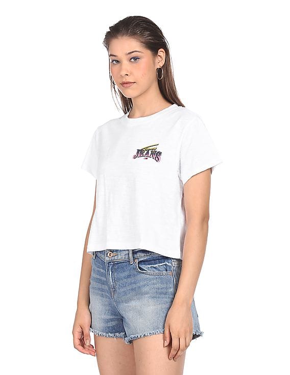 Vintage Cropped Basic Tee Vintage Cotton Cropped Tee Women's Cropped T-Shirt – Relaxed Cotton Basic  By Nuuds
