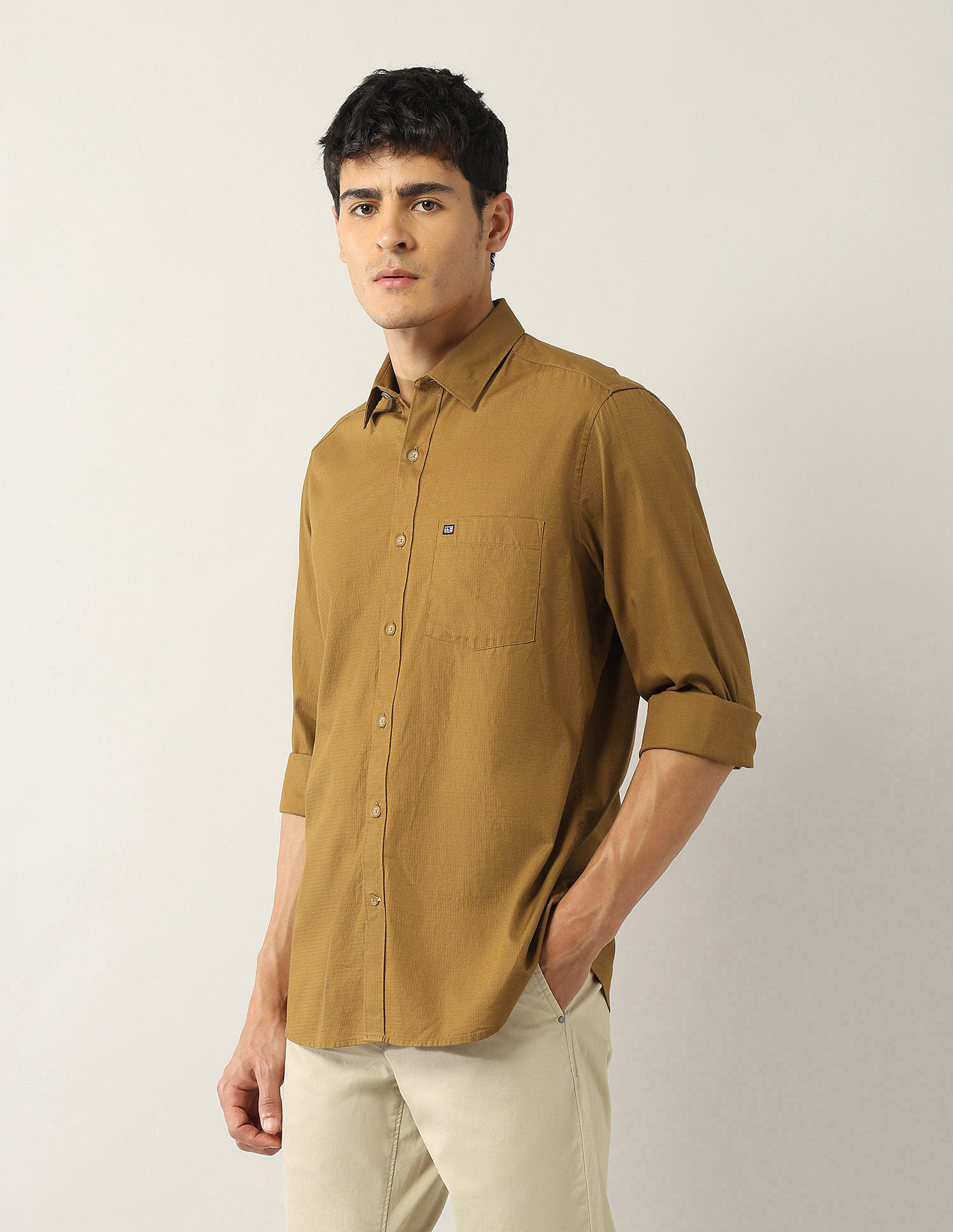 Arrow Sport Textured Regular Fit Pure Cotton Shirt