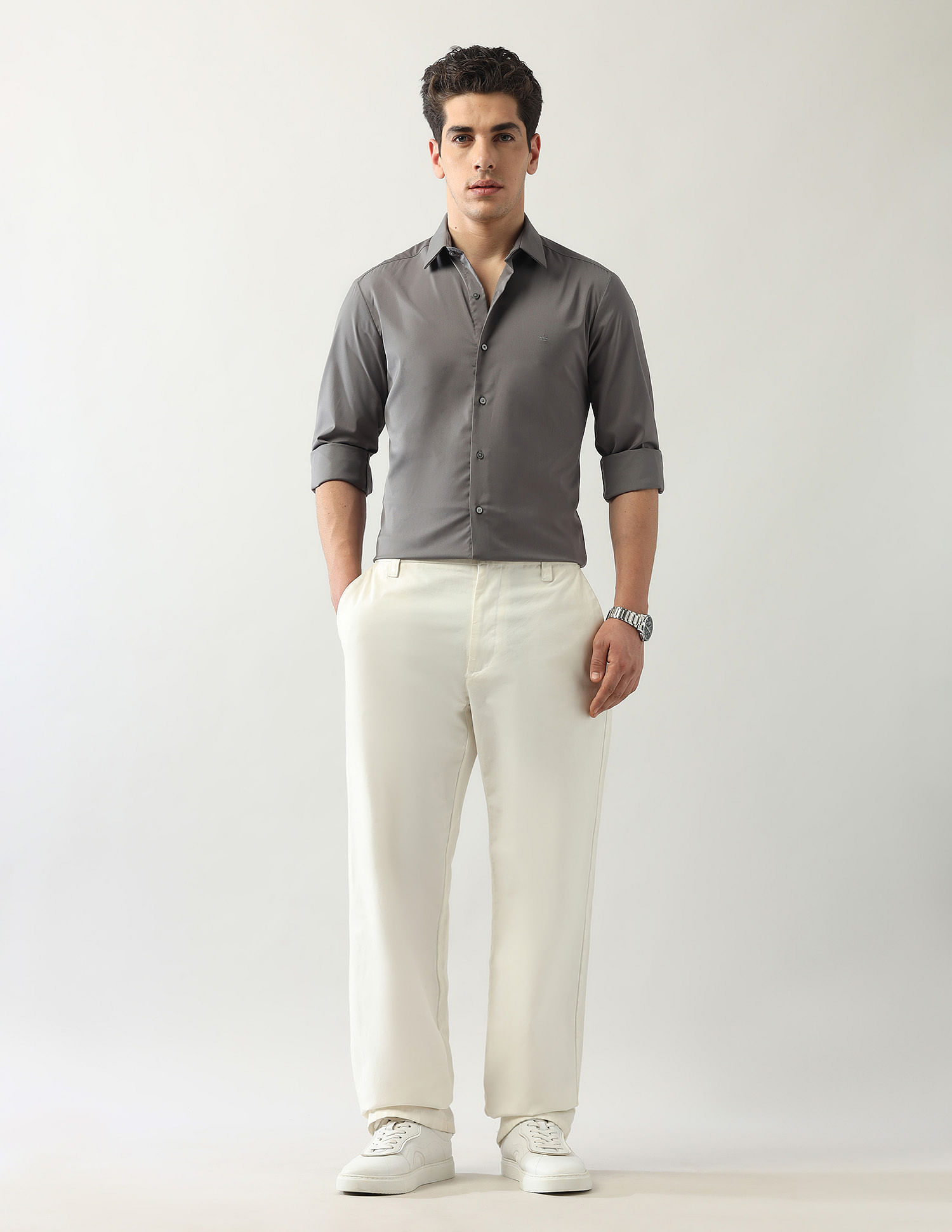 Arrow Newyork Textured Manhattan Slim Fit Shirt