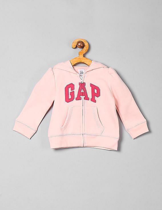 Buy GAP Baby Baby Pink Logo Print Hoodie Sweatshirt 