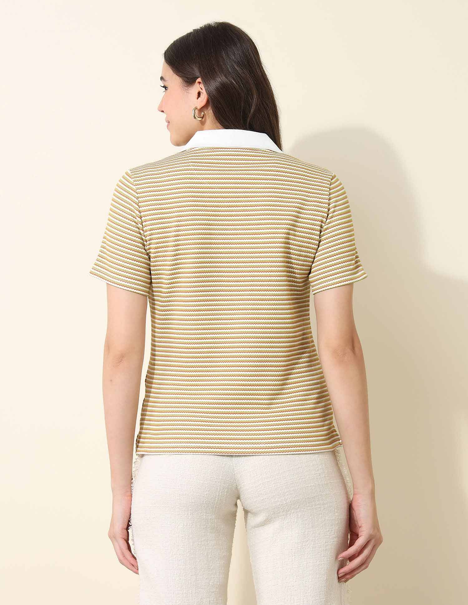 U.S. Polo Assn. Women Relaxed Fit Striped Polo Shirt