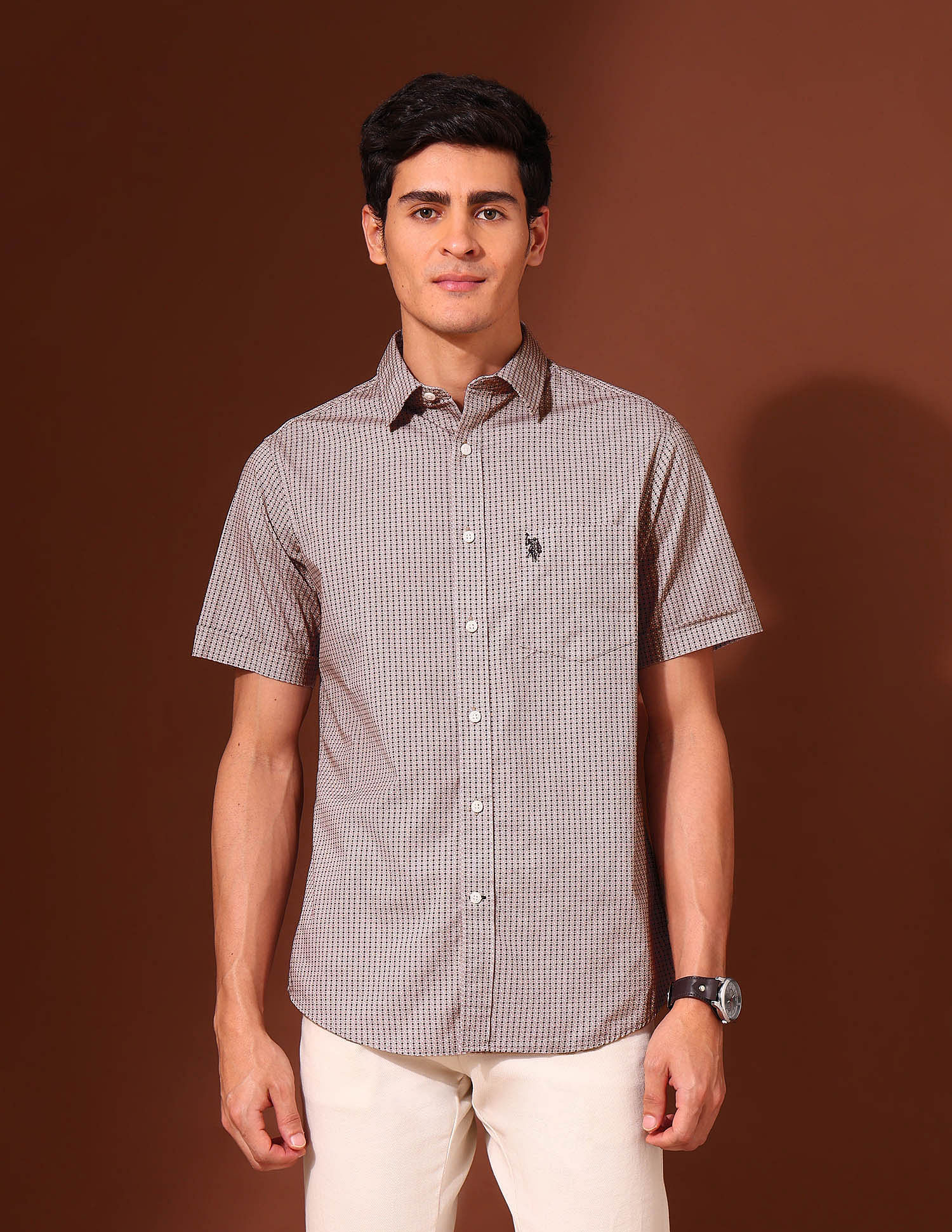 U.S. Polo Assn. Geometric Printed Tailored Fit Shirt