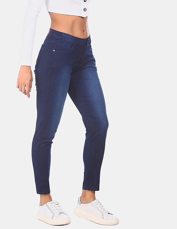 Flying Machine Women Mid Rise Veronica Skinny Fit Stone Wash Jeans