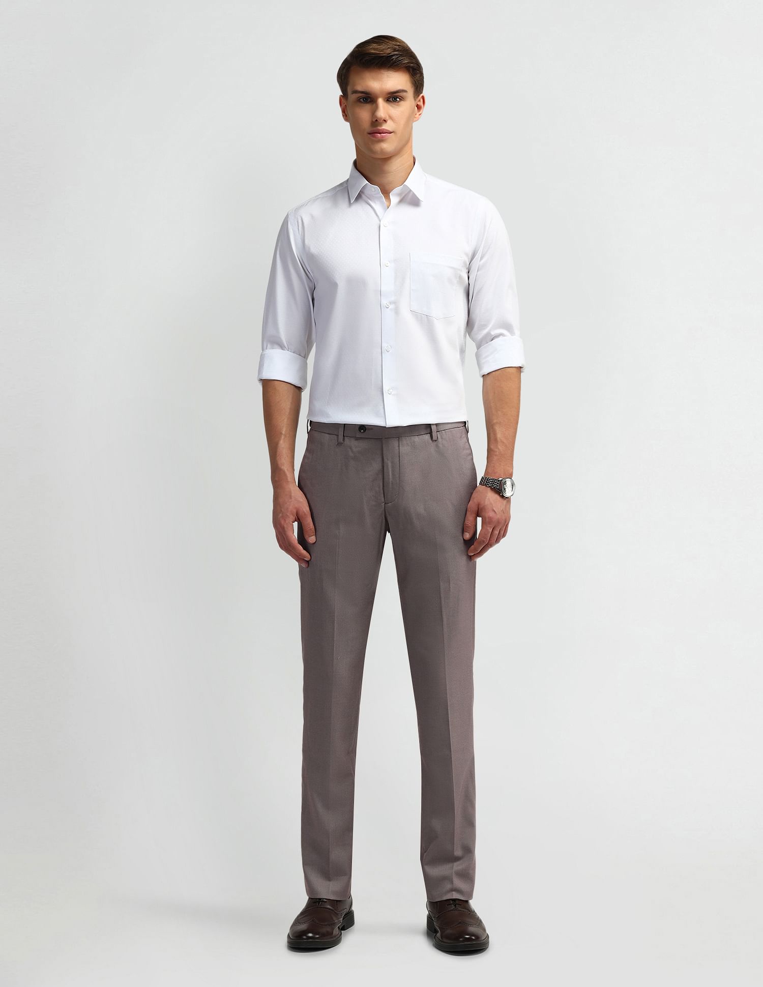 Arrow Solid Mid Rise Trousers