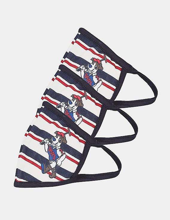U.S. Polo Assn. Kids Triple Layer Antiviral Outdoor Face Masks - Pack Of 3