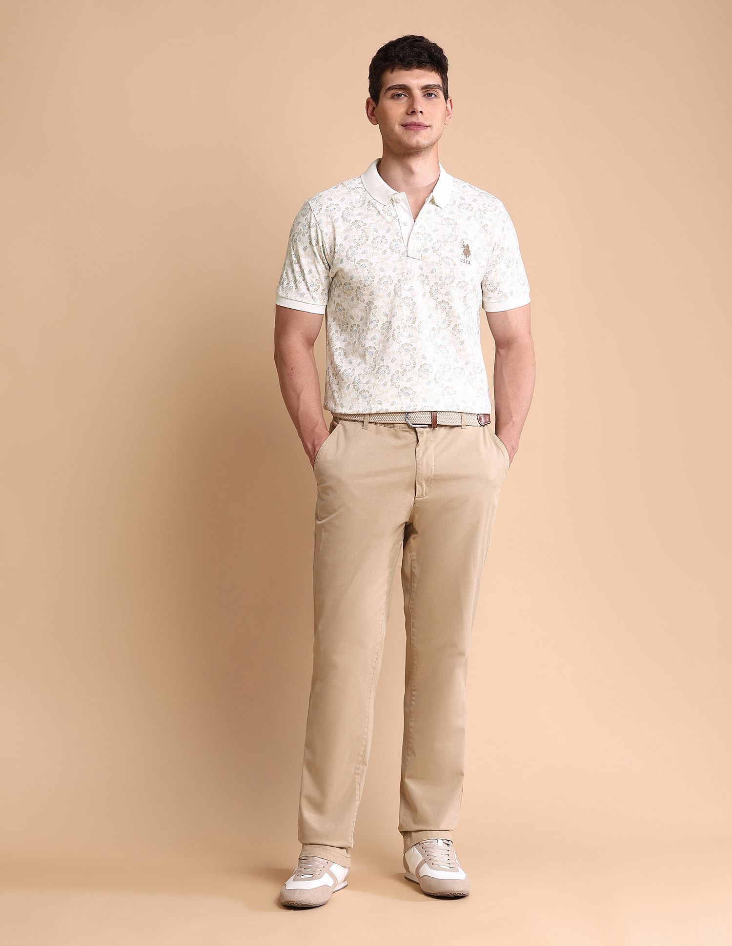 U.S. Polo Assn. Floral Printed Slim Fit Polo Shirt