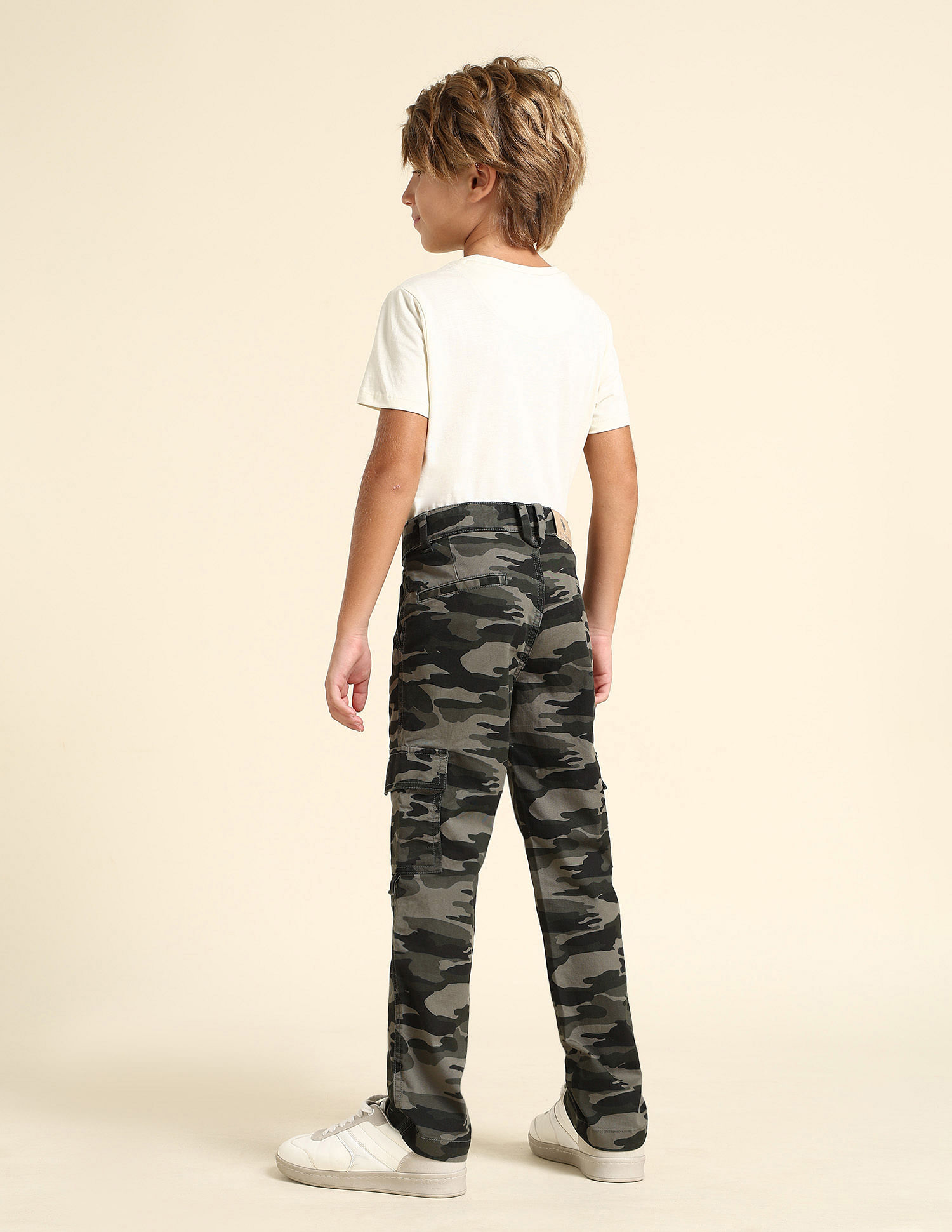 U.S. Polo Assn. Kids Boys Camouflage Printed Regular Fit Cargos