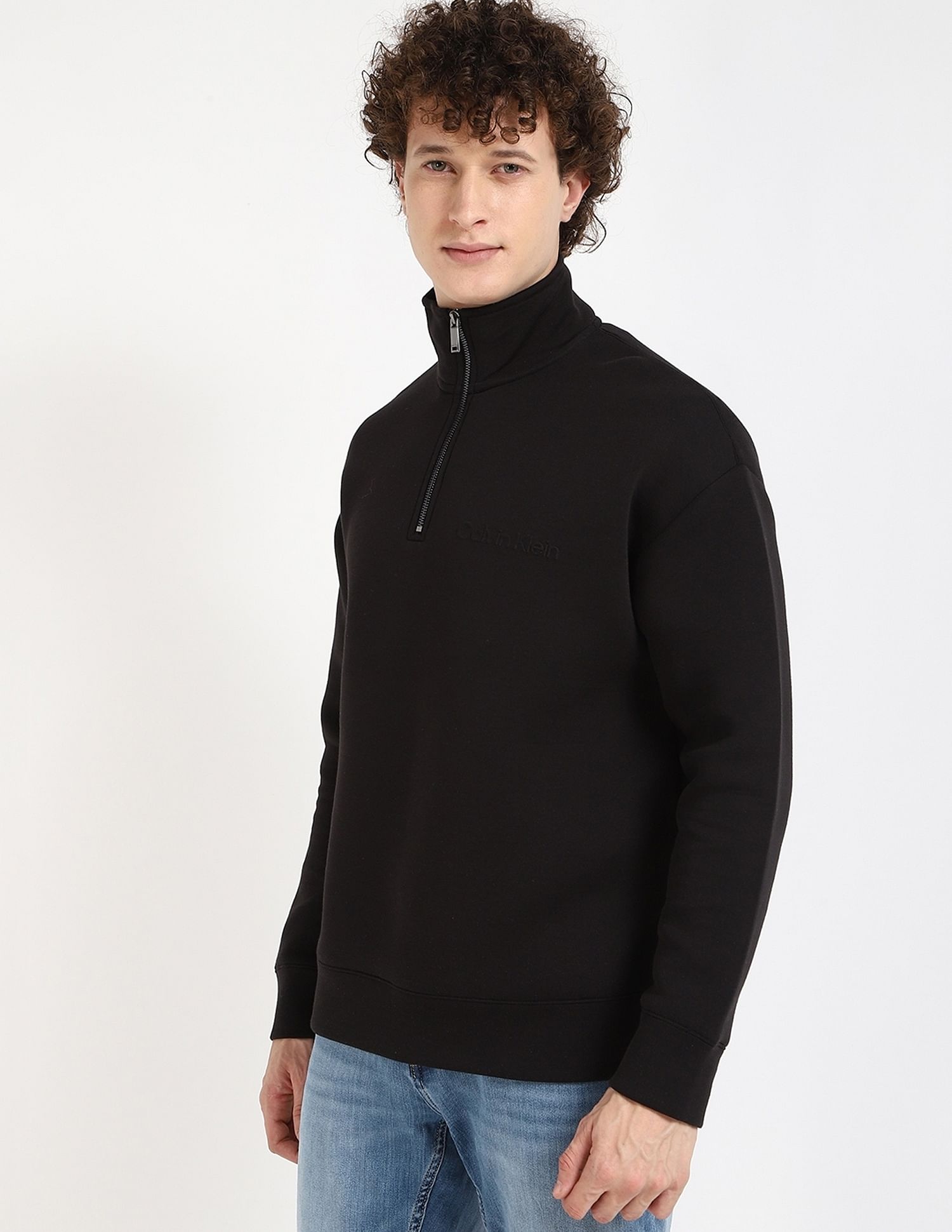 Calvin Klein Jeans Solid Relaxed-Fit Cotton Sweatshirt