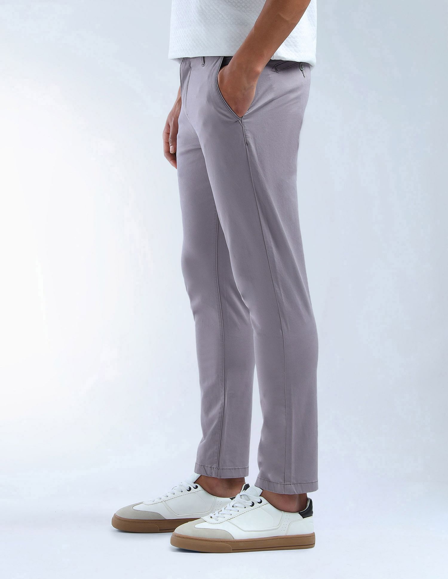 Flying Machine Mid Rise Slash Slim Tapered Fit Trousers