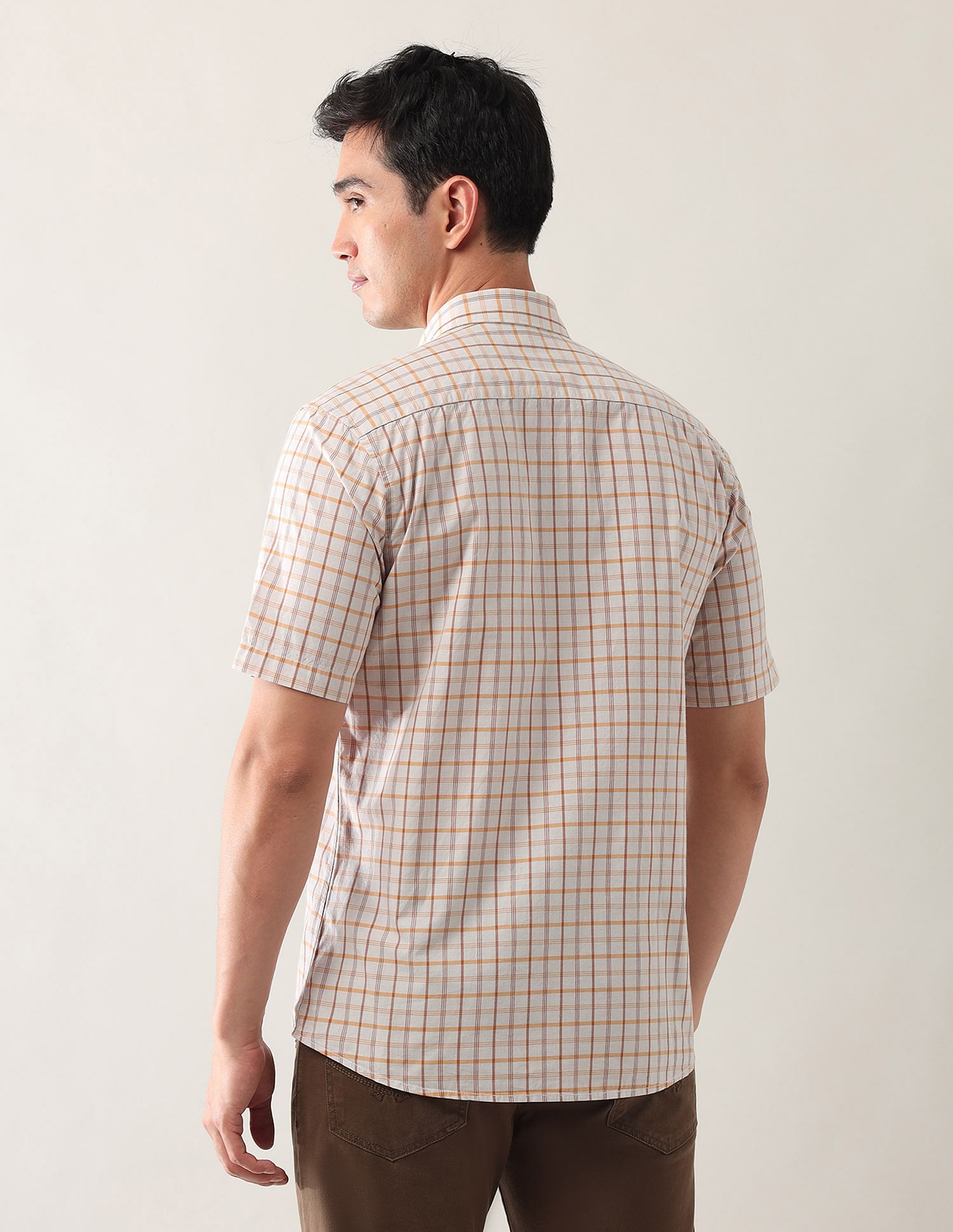 Arrow Sport Grid Tattersall Checked Regular Fit Shirt