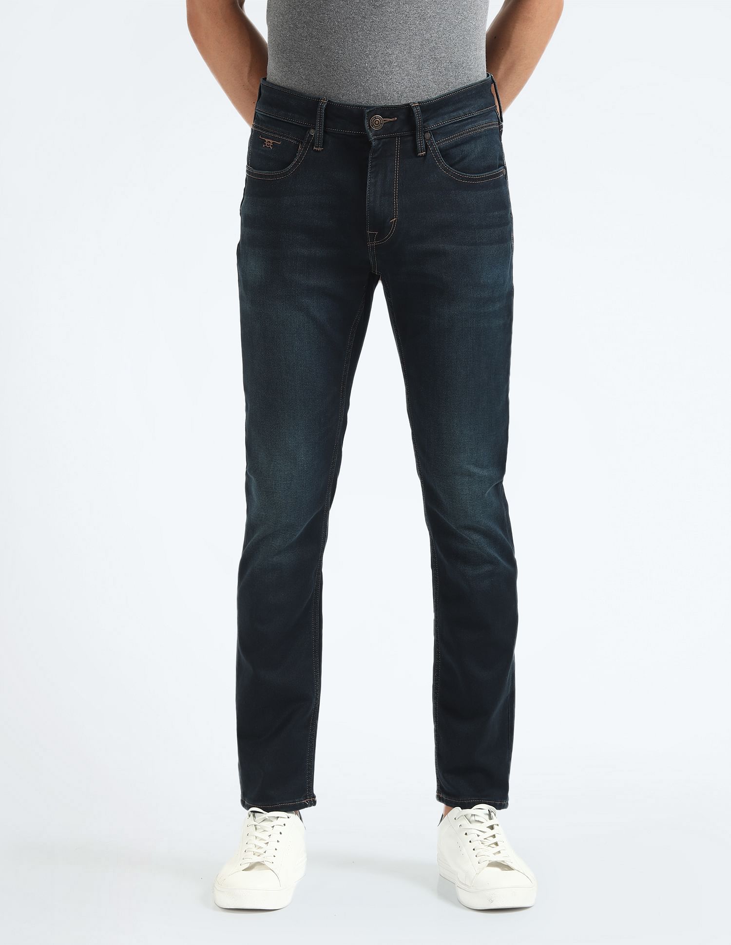 Flying Machine Slash Slim Tapered Fit Dark Wash Jeans