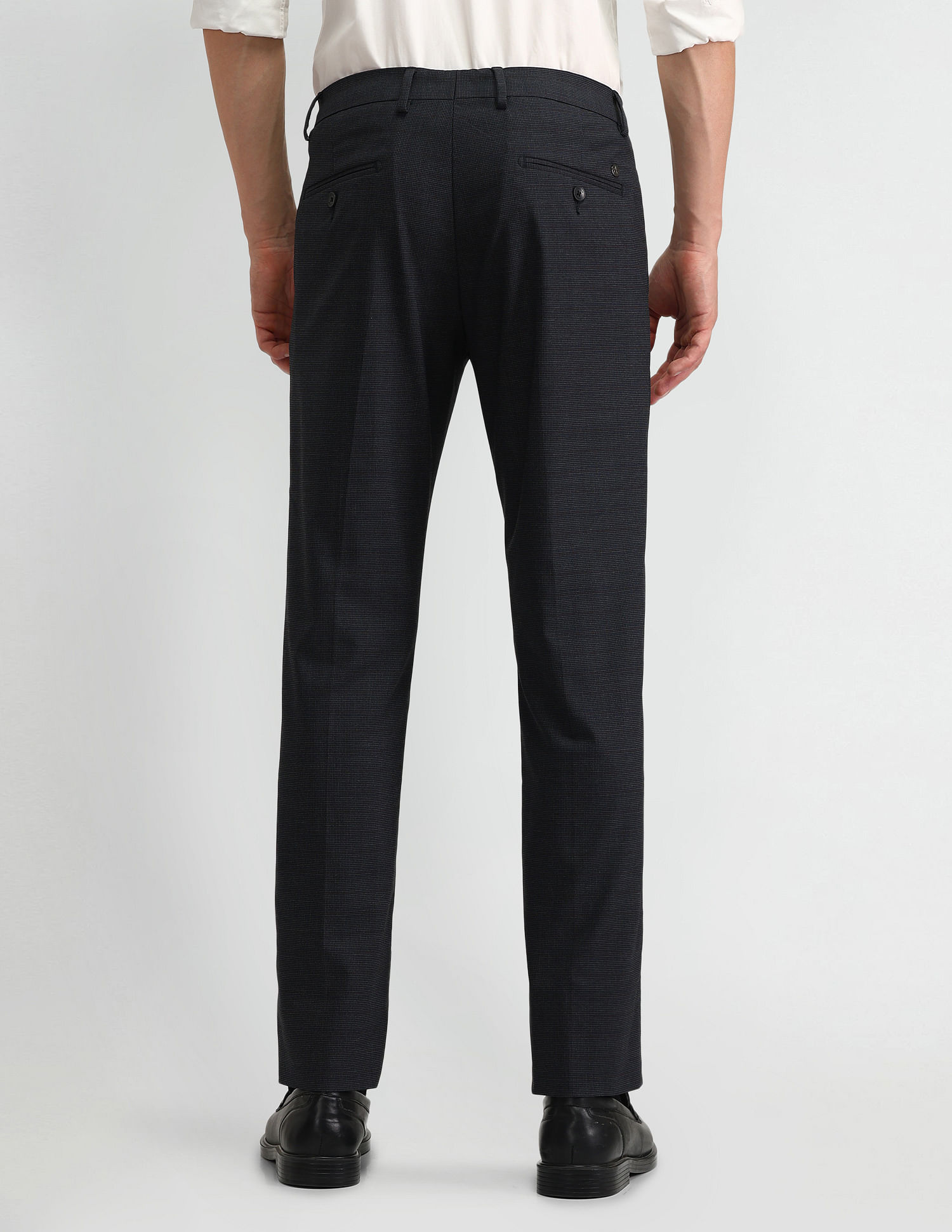 Arrow Solid Dobby Slim Fit Trousers