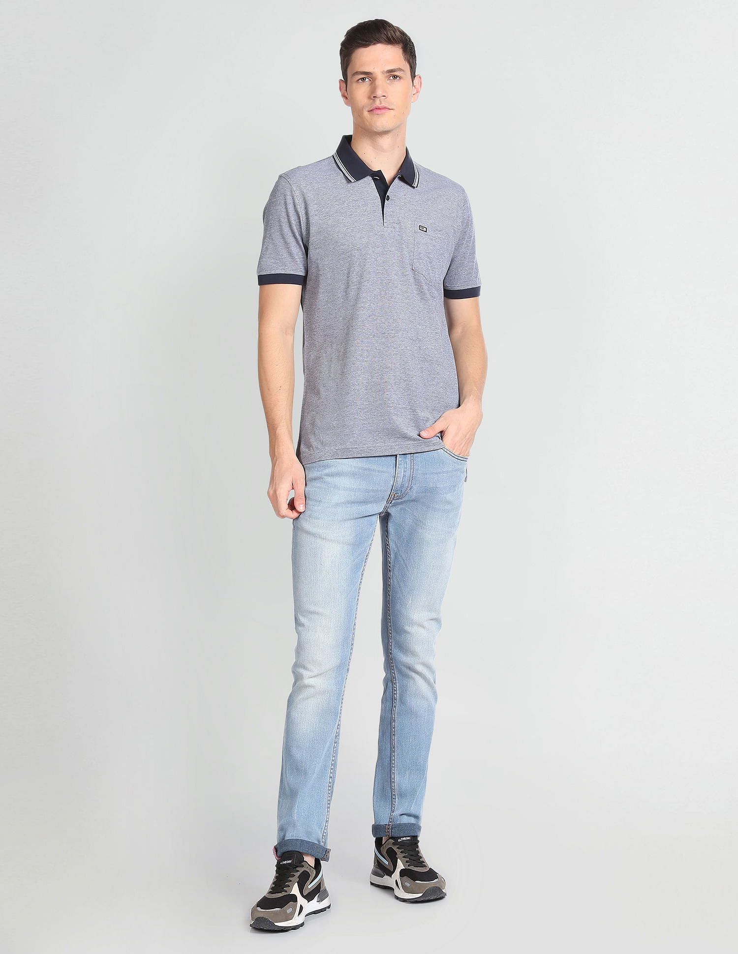 Arrow Sports Patterned Collar Cotton Polo Shirt