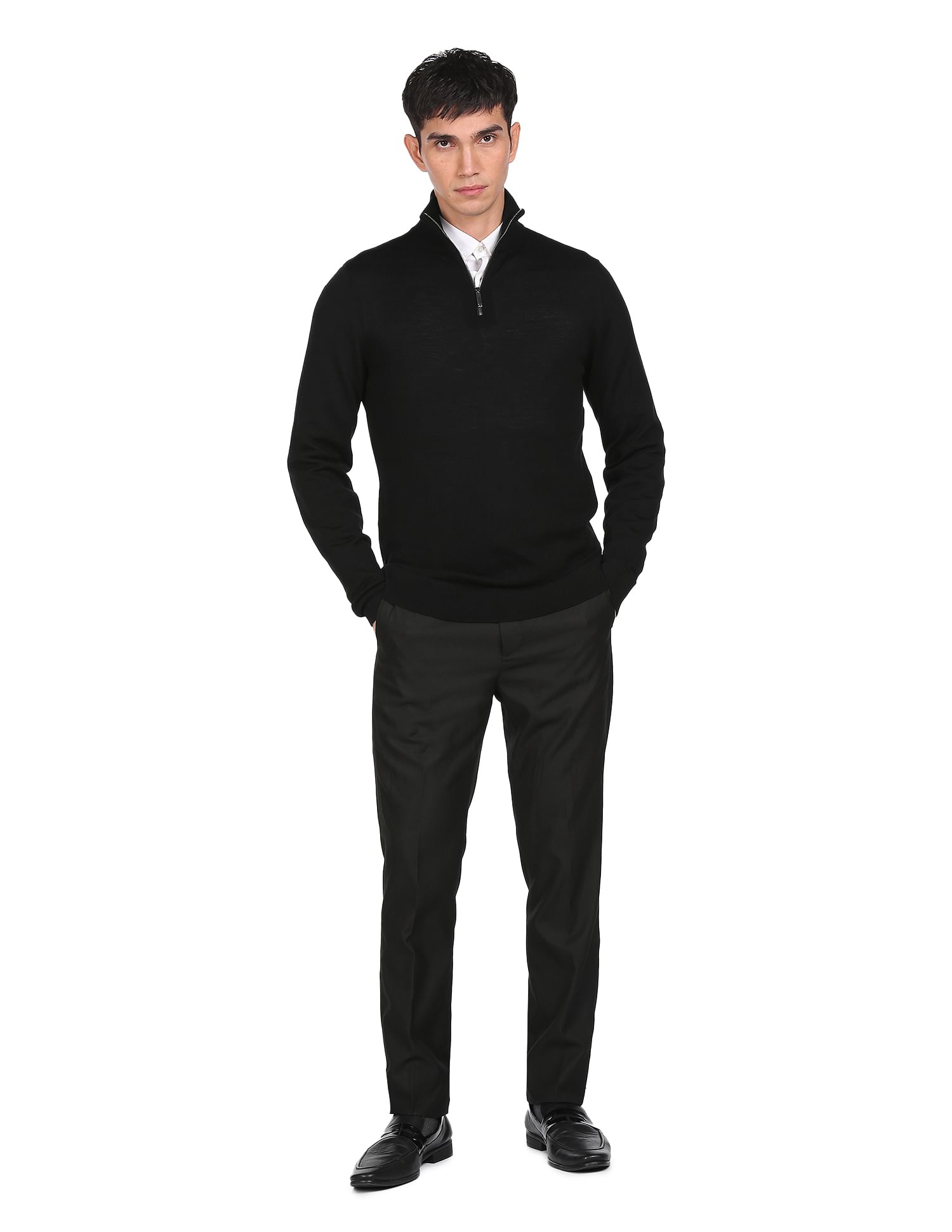 Calvin Klein Men Superior Wool Half Zipper Sweater