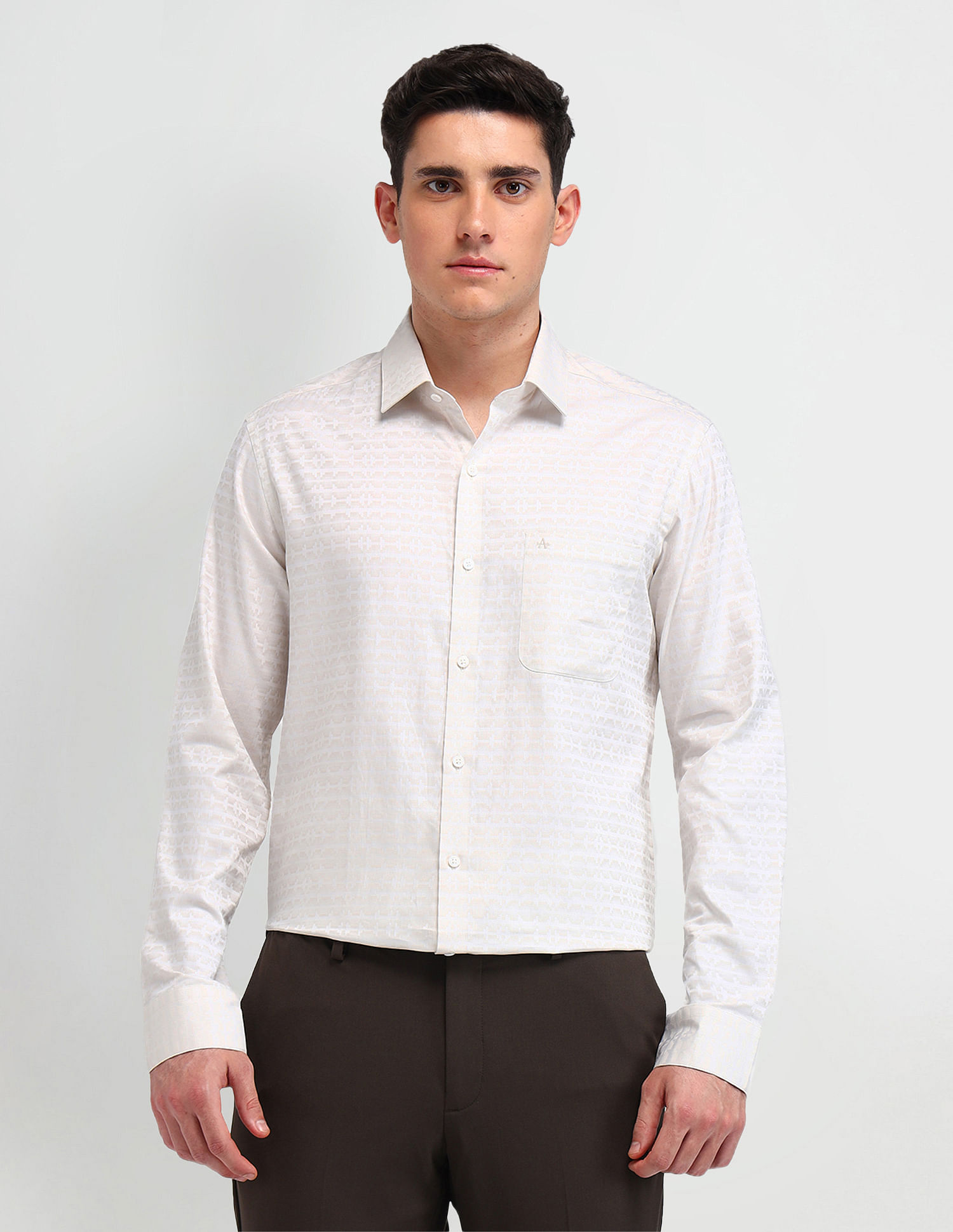 Arrow Italian Elegance Textured Slim Fit Shirt