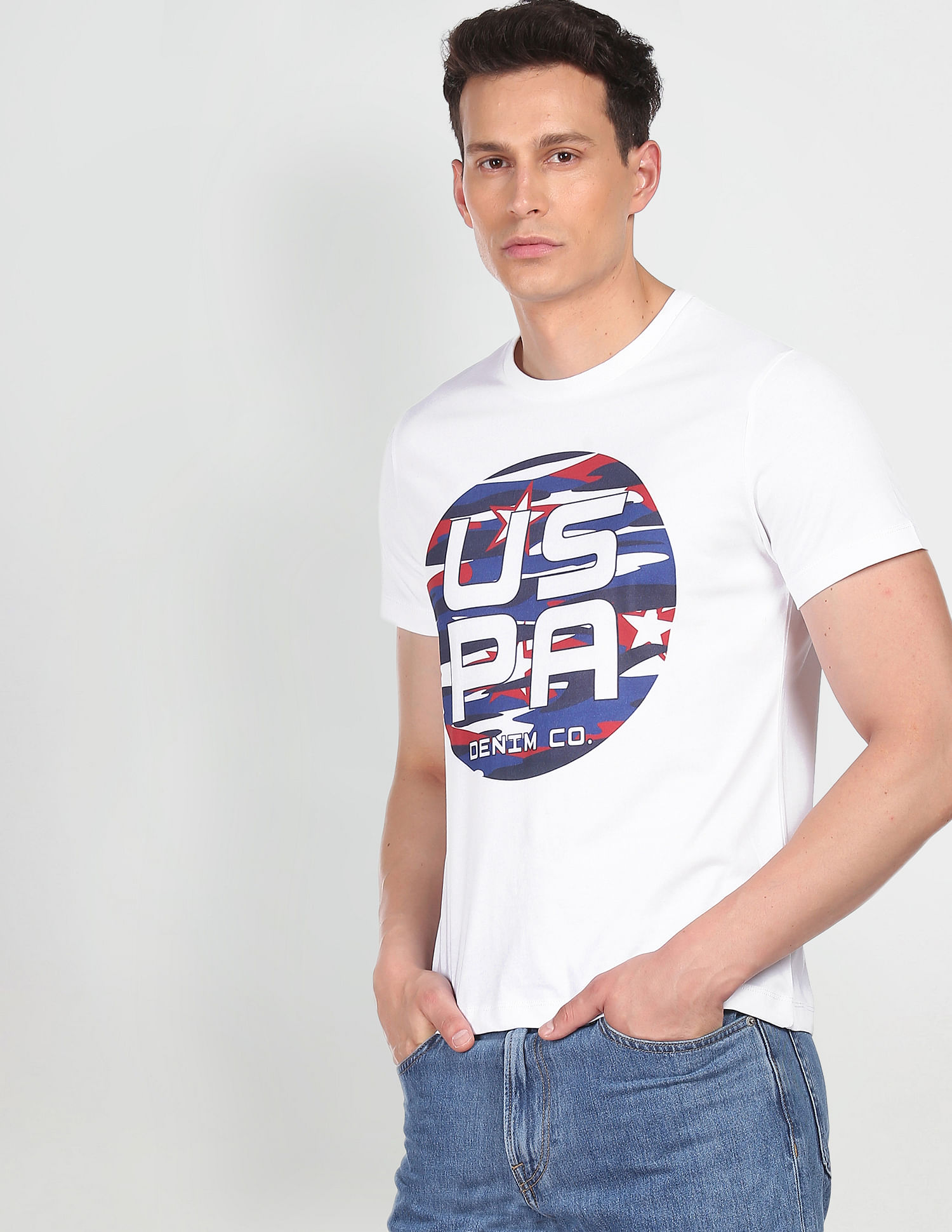 Buy U.S. Polo Assn. Denim Co. Cotton Brand Print T-Shirt - NNNOW.com