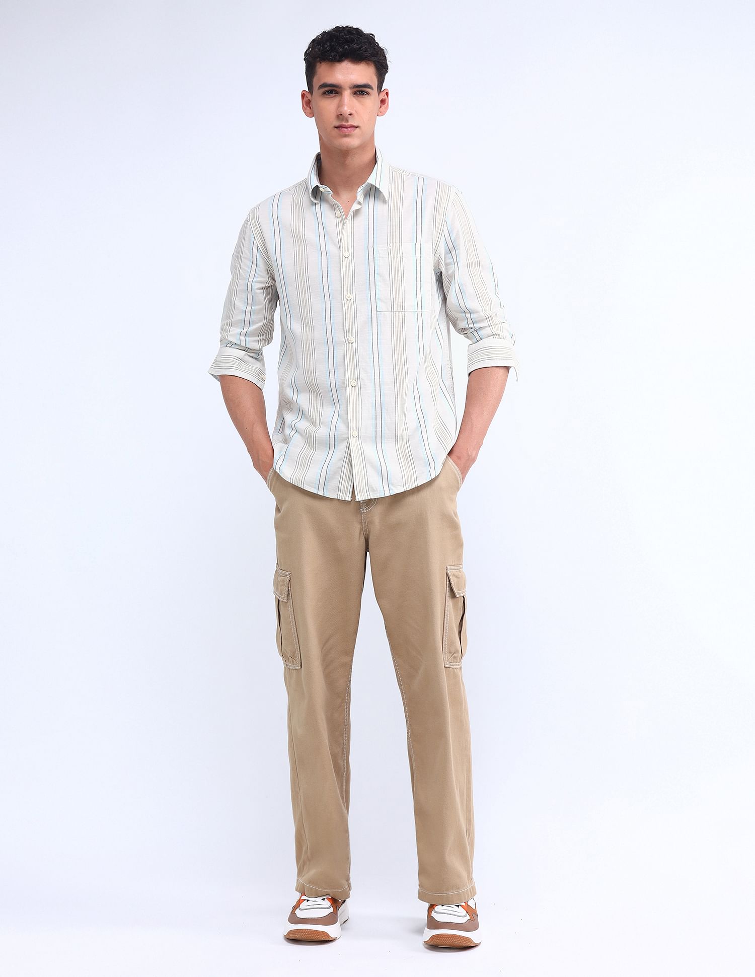 Flying Machine Regular Vertical Striped Shirt