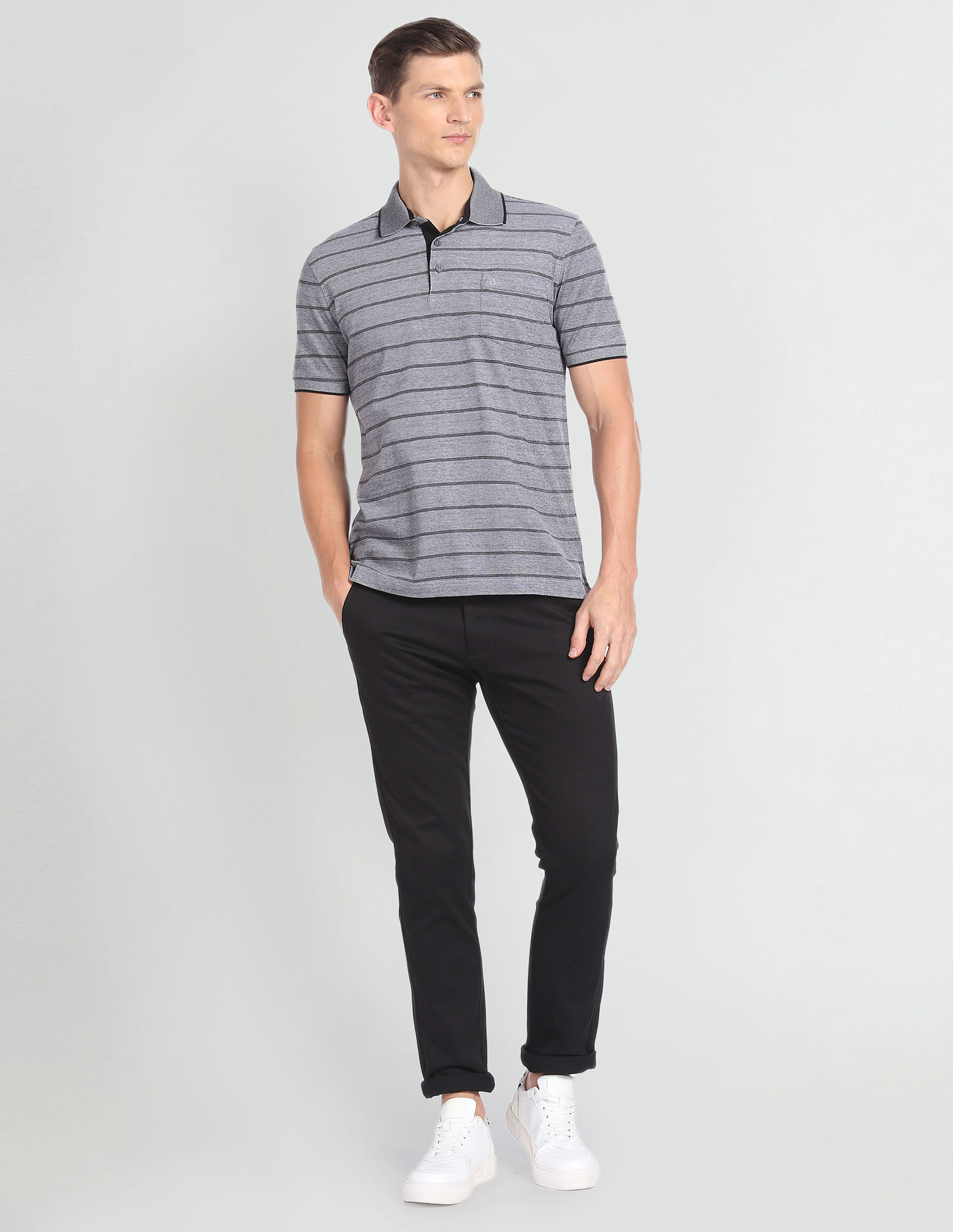 Arrow Horizontal Stripe Cotton Polo Shirt