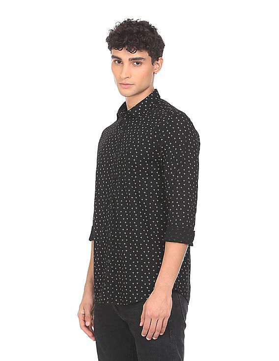 Flying Machine Barrel Cuff Printed Shirt