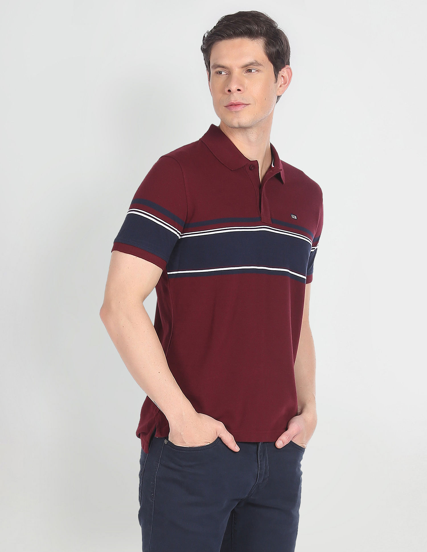 Arrow Sports Cotton Horizontal Stripe Polo Shirt
