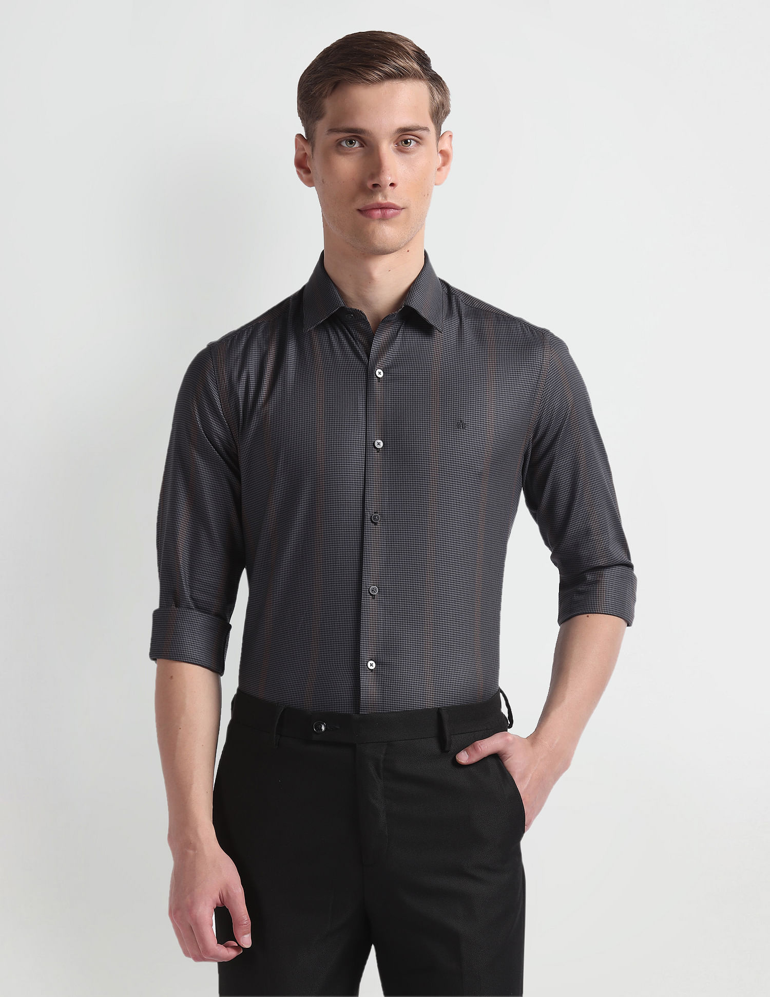 Arrow Newyork Manhattan Slim Fit Houndstooth Shirt