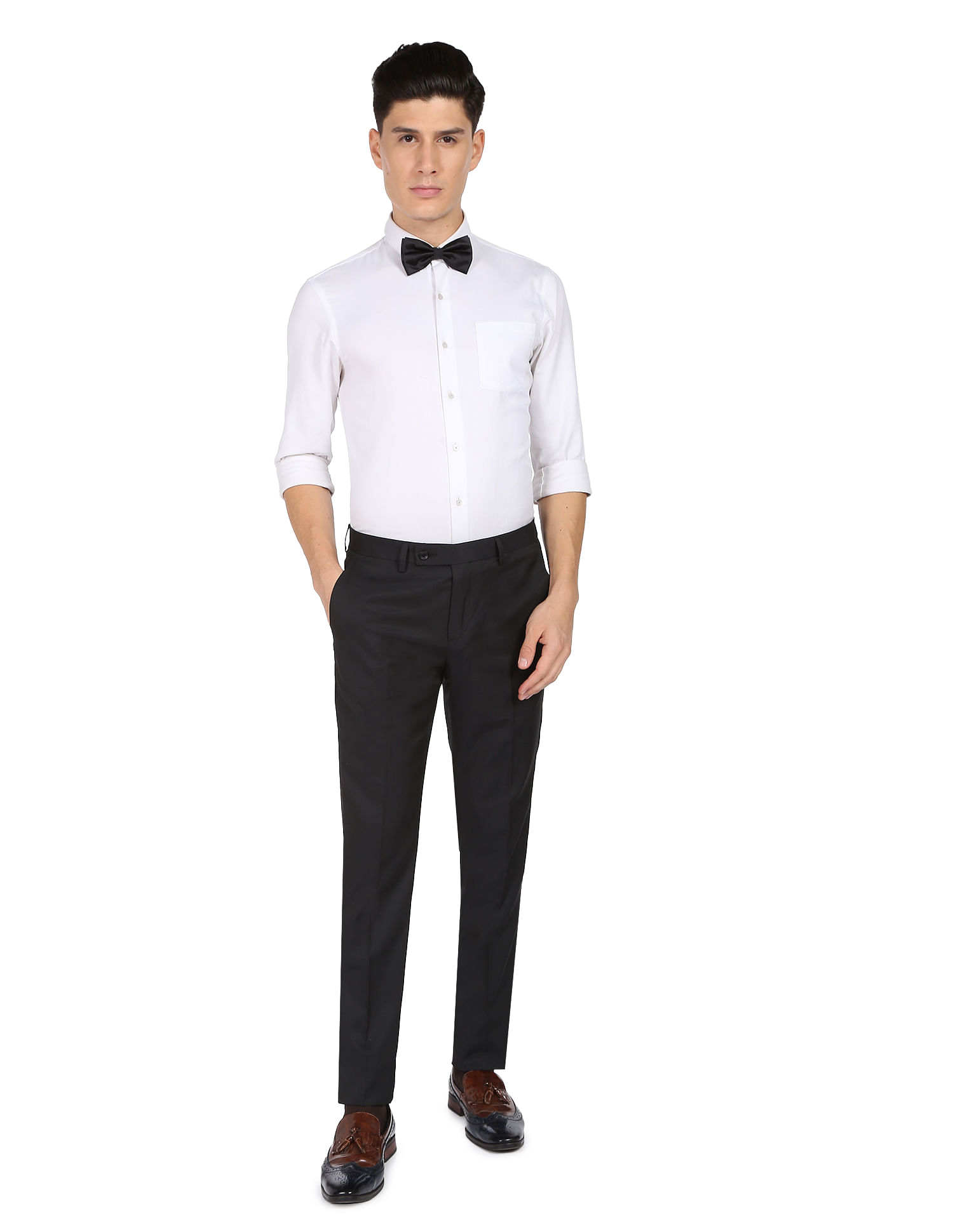 Buy Arrow Hudson Tailored Fit Pattern Dobby Trousers 