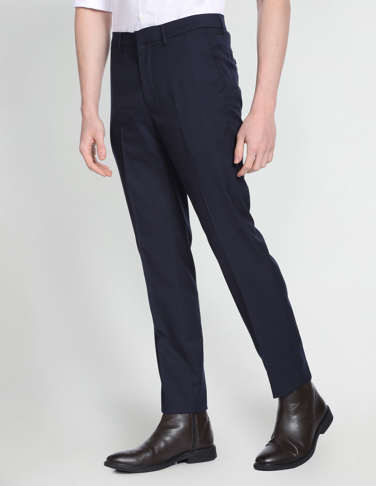 MANCREW Slim Fit Formal trousers For Men  Navy Blue