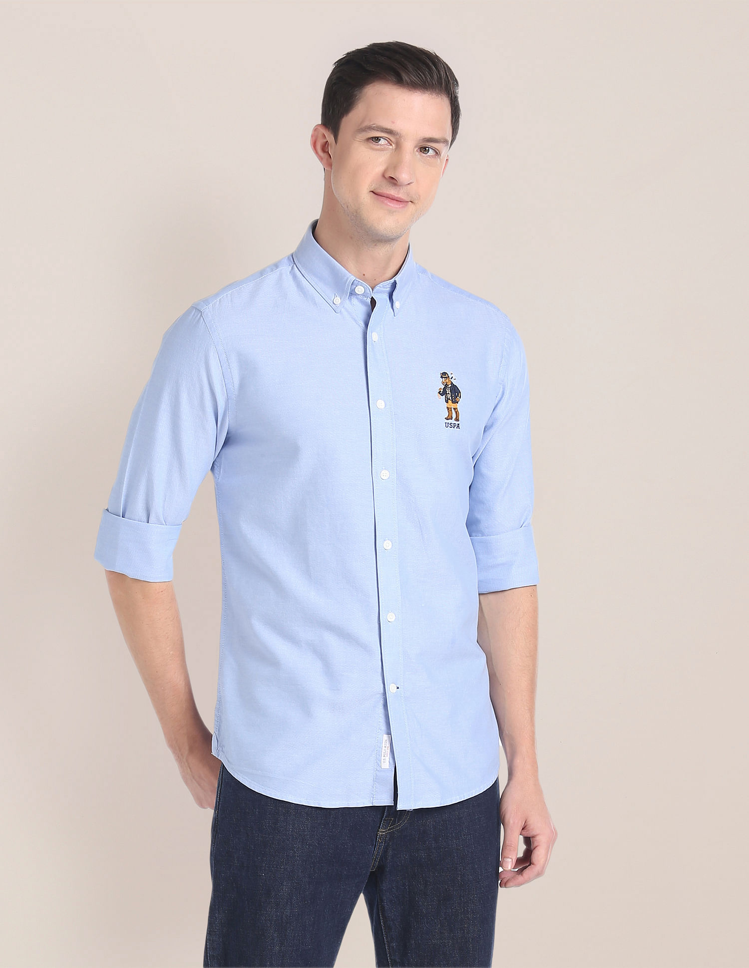 Buy U.S. POLO ASSN. Solid Cotton Slim Fit Men's T-Shirt | Shoppers Stop