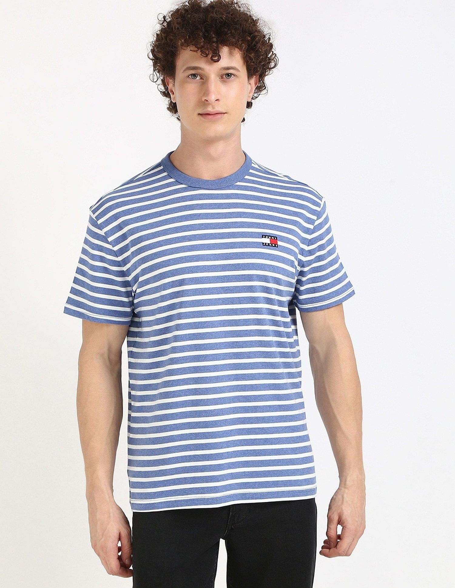 Tommy Hilfiger Logo Striped Regular-Fit Cotton T-Shirt