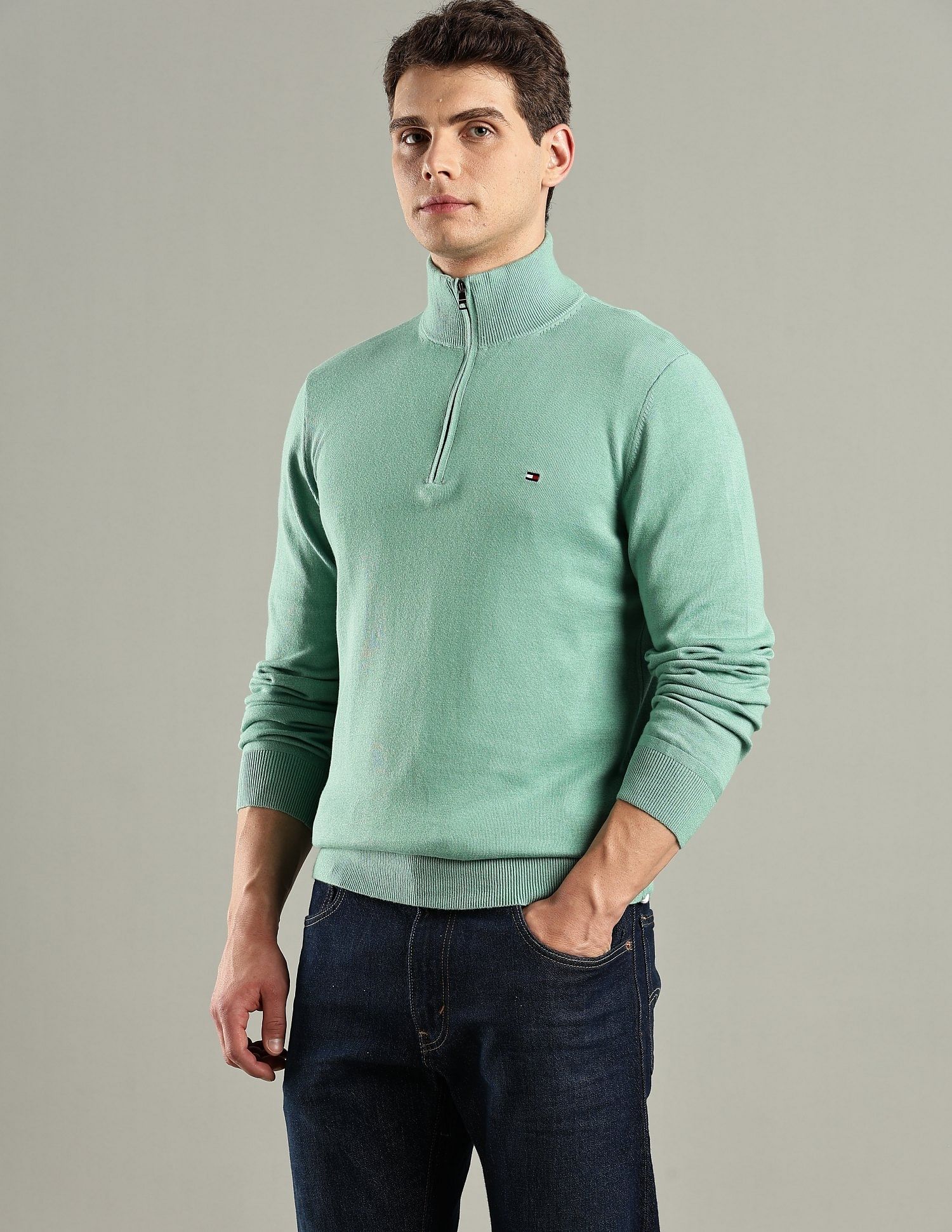 Tommy Hilfiger Solid Regular-Fit Cotton Sweater