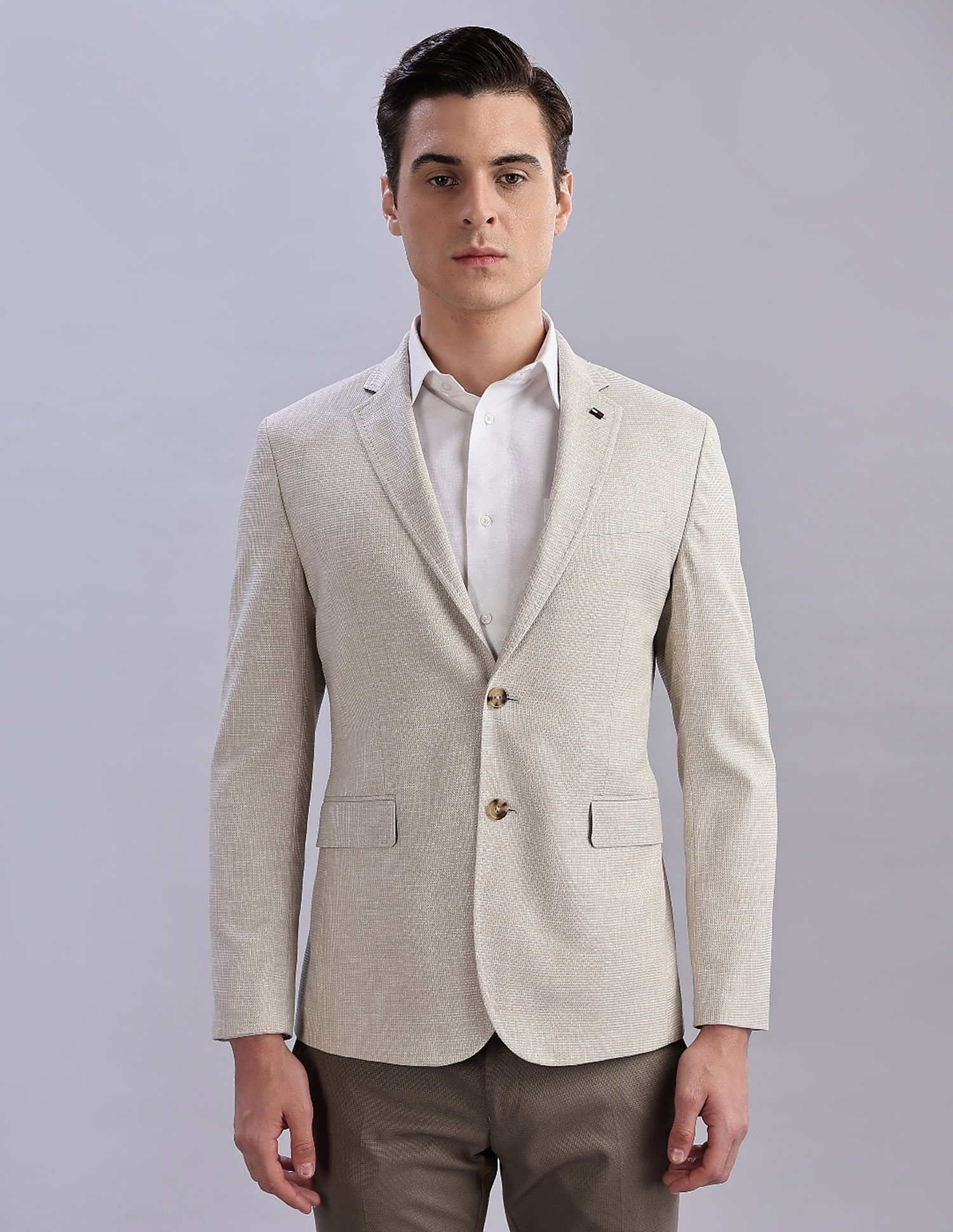 Tommy Hilfiger Self-Design Regular-Fit Viscose Single Breasted Blazer