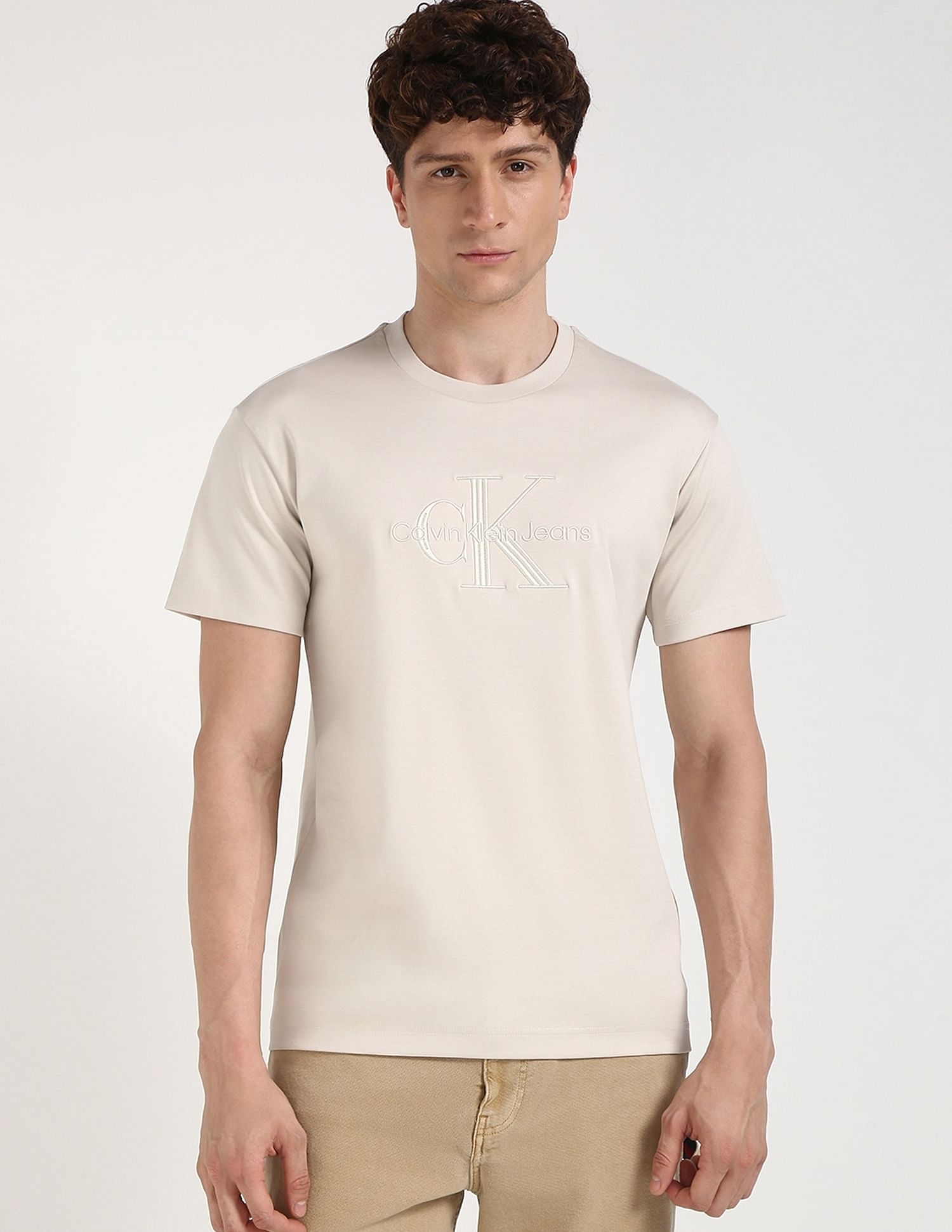 Calvin Klein Jeans Embroidered Logo Regular-Fit Cotton T Shirt