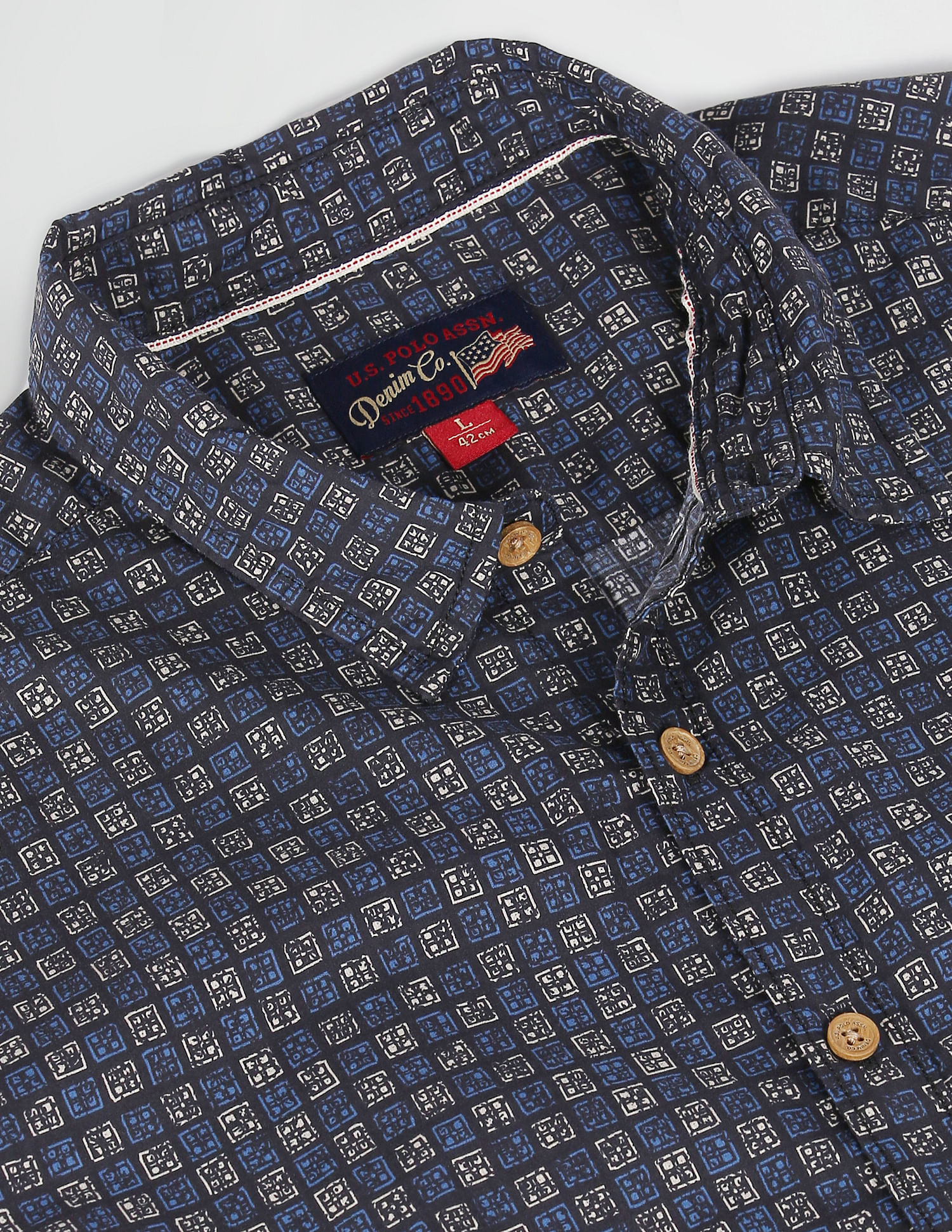 U.S. Polo Assn. Denim Co. Rounded Cuff Printed Casual Shirt