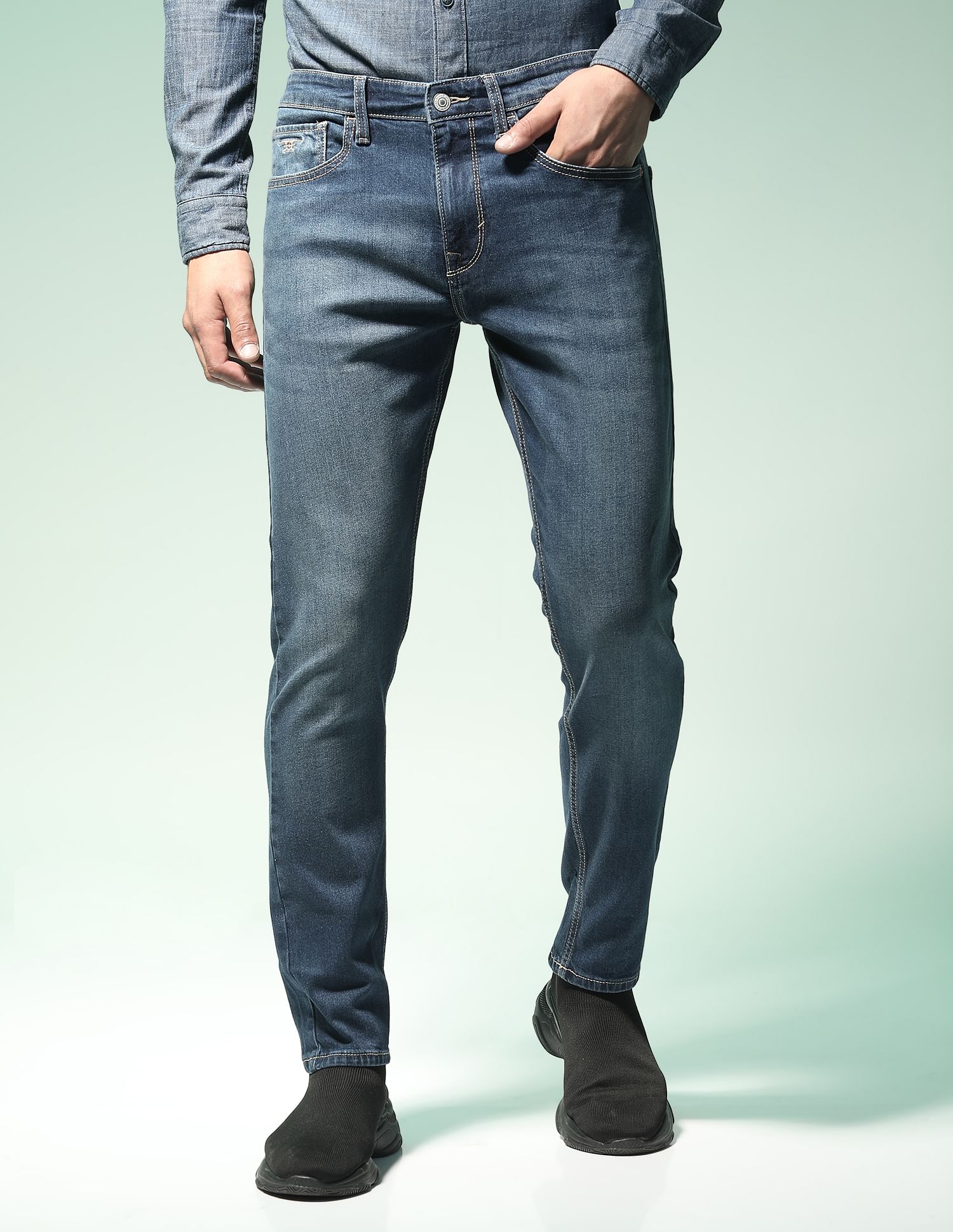 Flying Machine Slash Slim Tapered Stone Wash Jeans