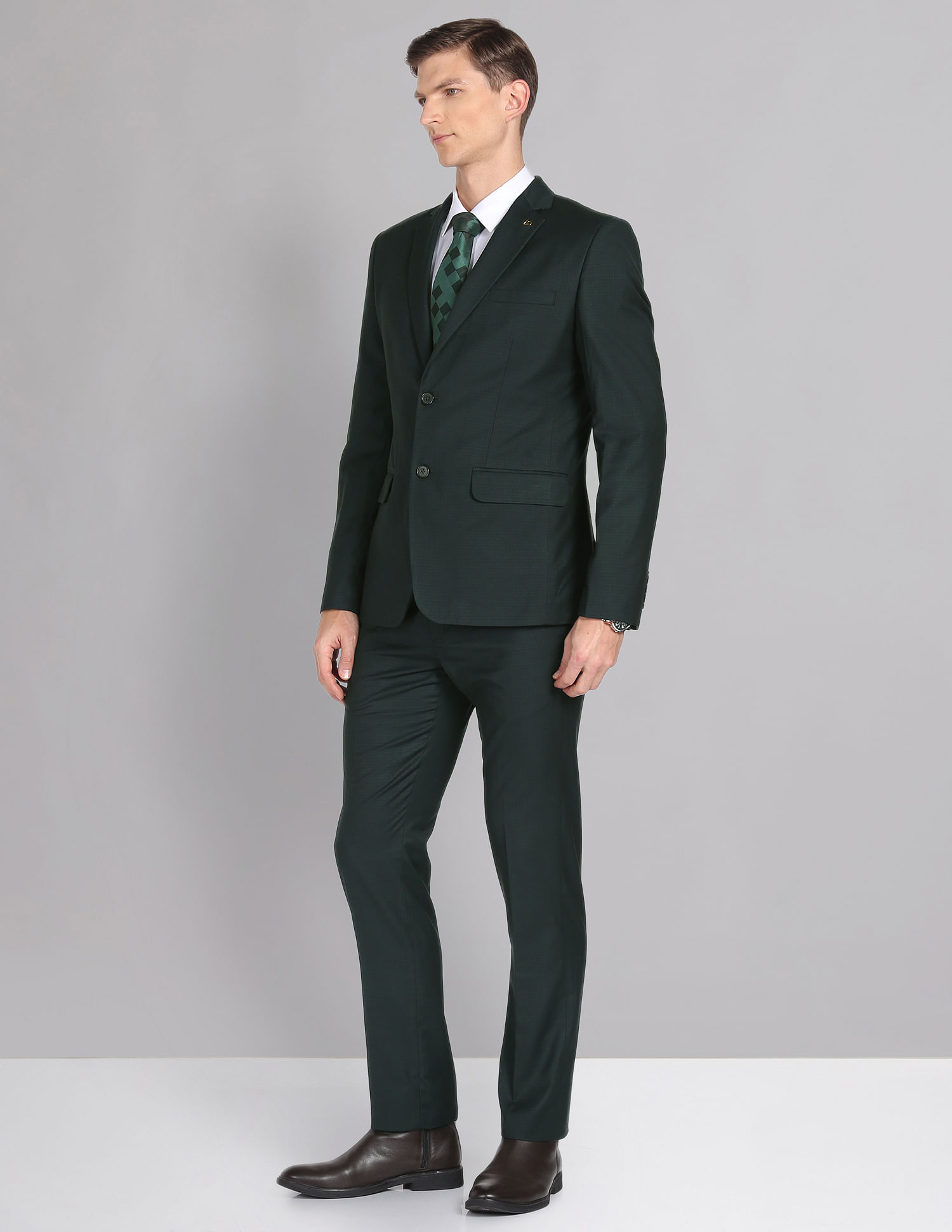 AD by Arvind Tailored Regular Fit Checked Two Piece Suit