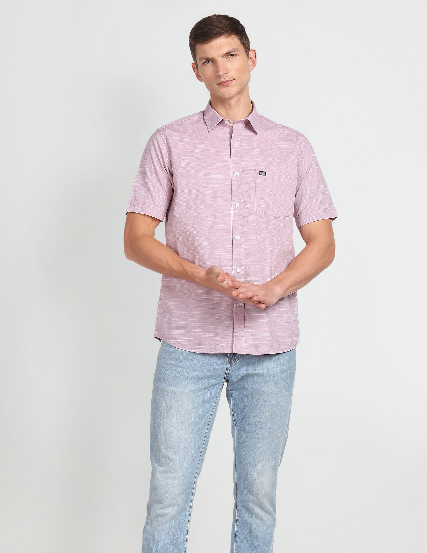 Arrow Sports Horizontal Stripe Slim Fit Shirt