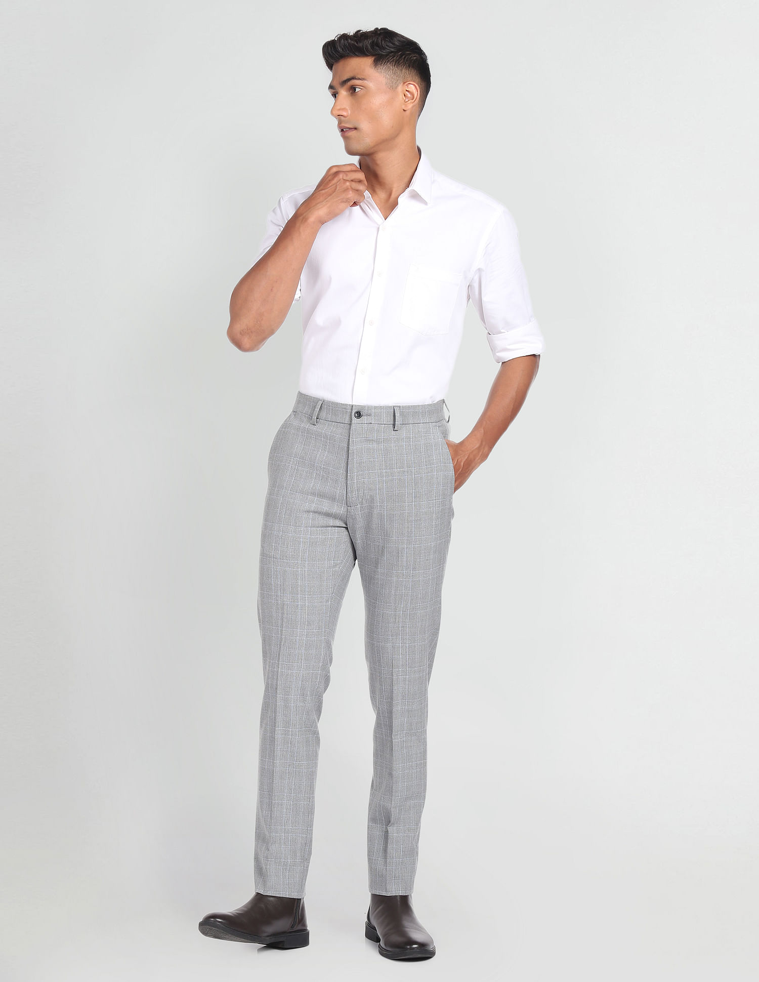 Arrow Newyork Tartan Check Dobby Trousers